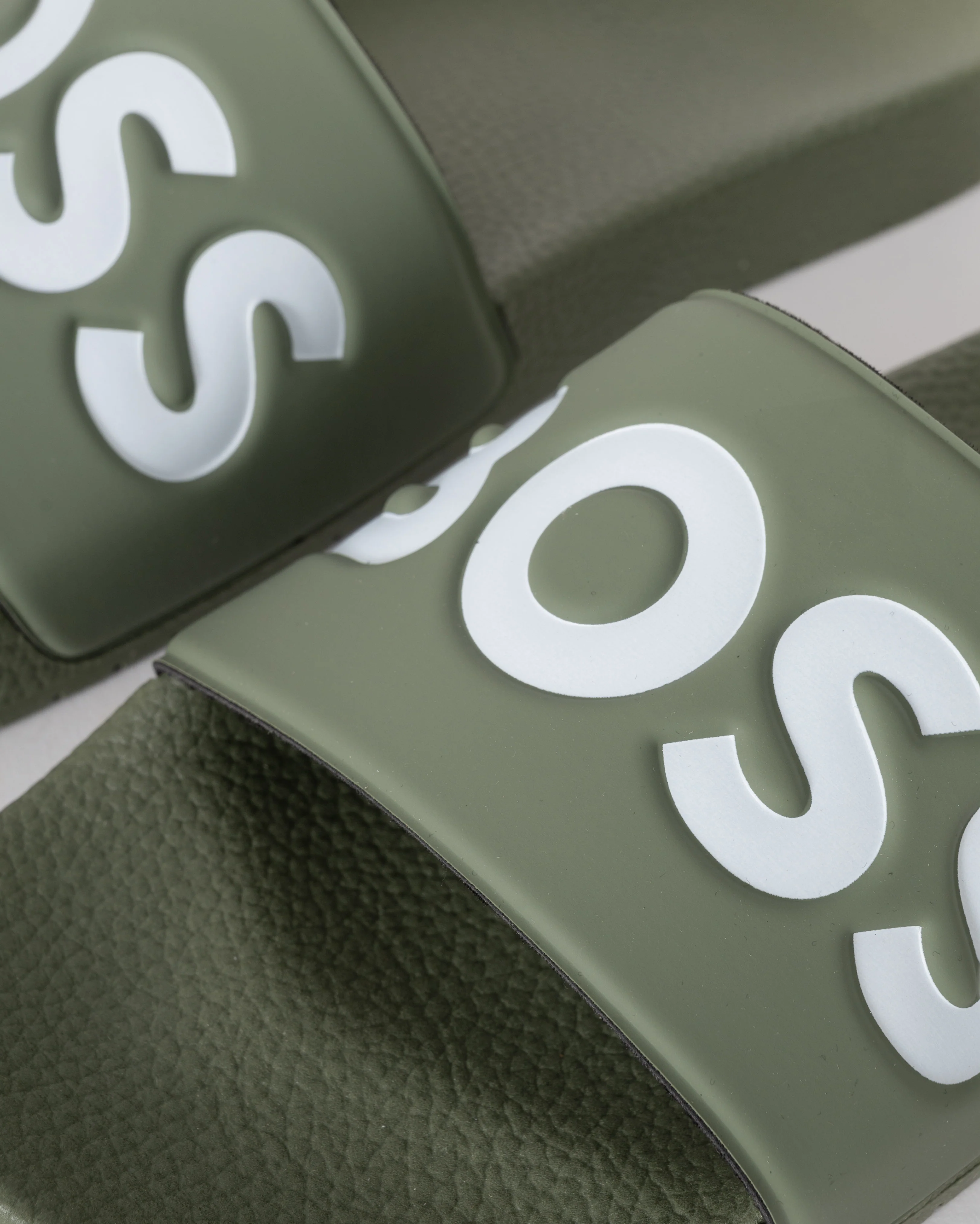 BOSS Orange Aryeh Mens Italian-Made Slides With Large Logo Detail - Open Green 351 - Image 6