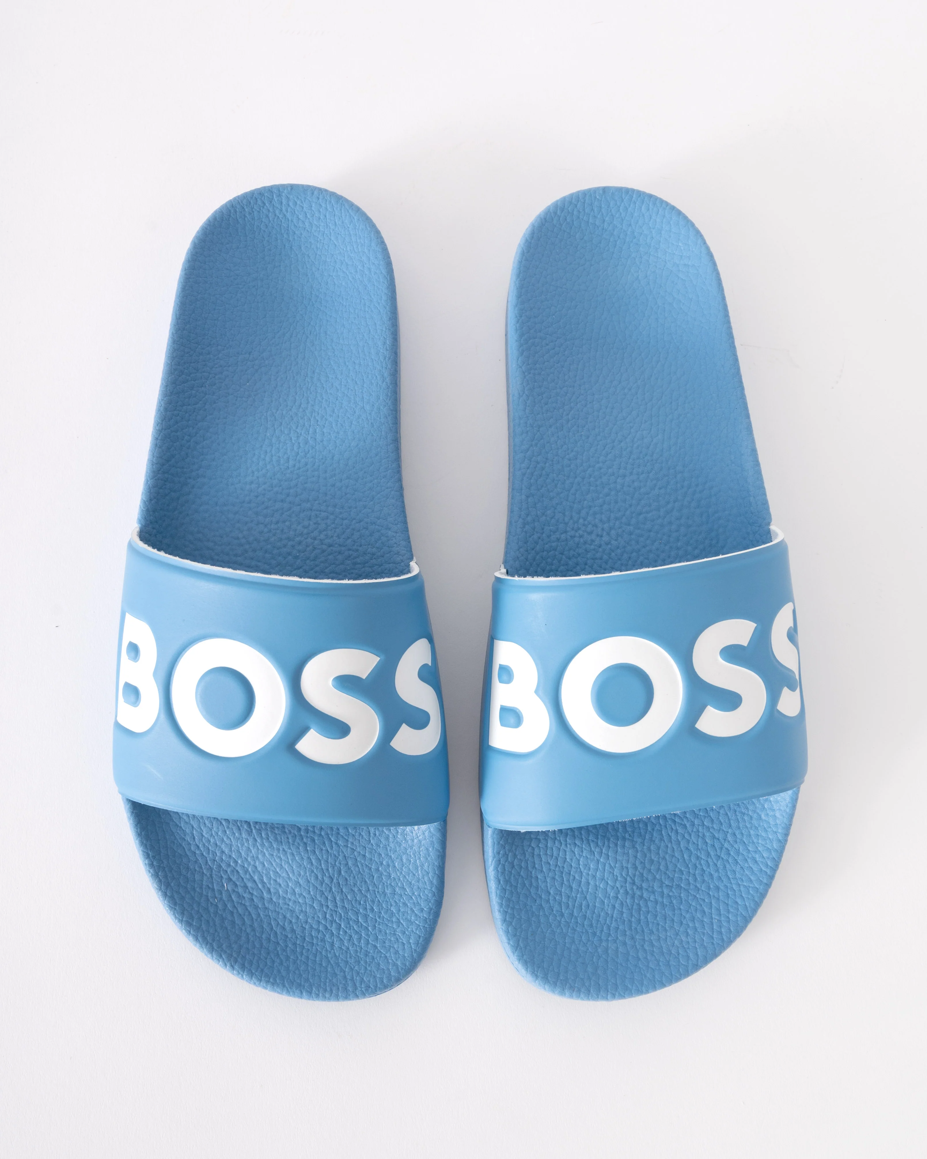 BOSS Orange Aryeh Mens Italian-Made Slides With Large Logo Detail - Turquoise/Aqua 445 - Image 2
