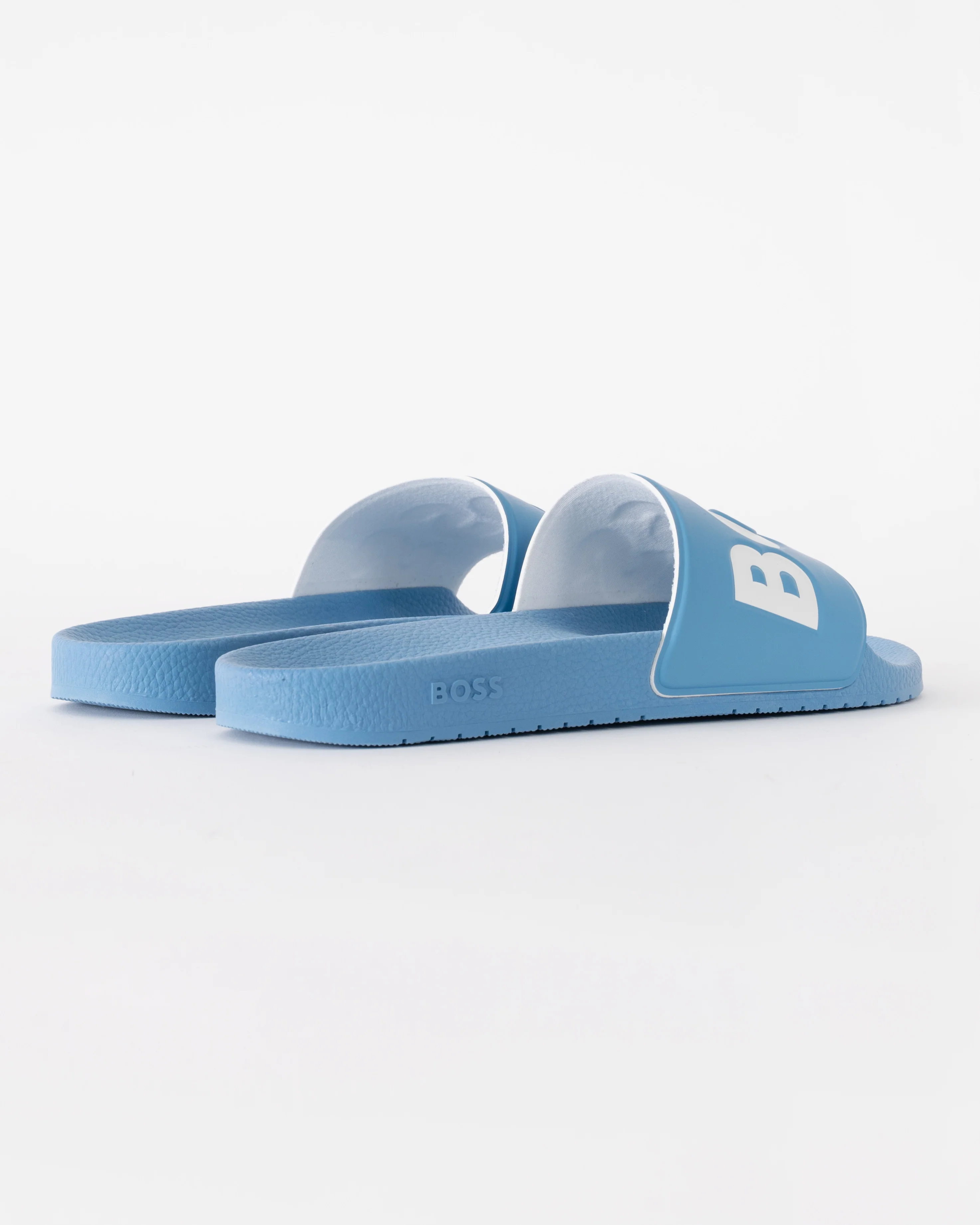 BOSS Orange Aryeh Mens Italian-Made Slides With Large Logo Detail - Turquoise/Aqua 445 - Image 3