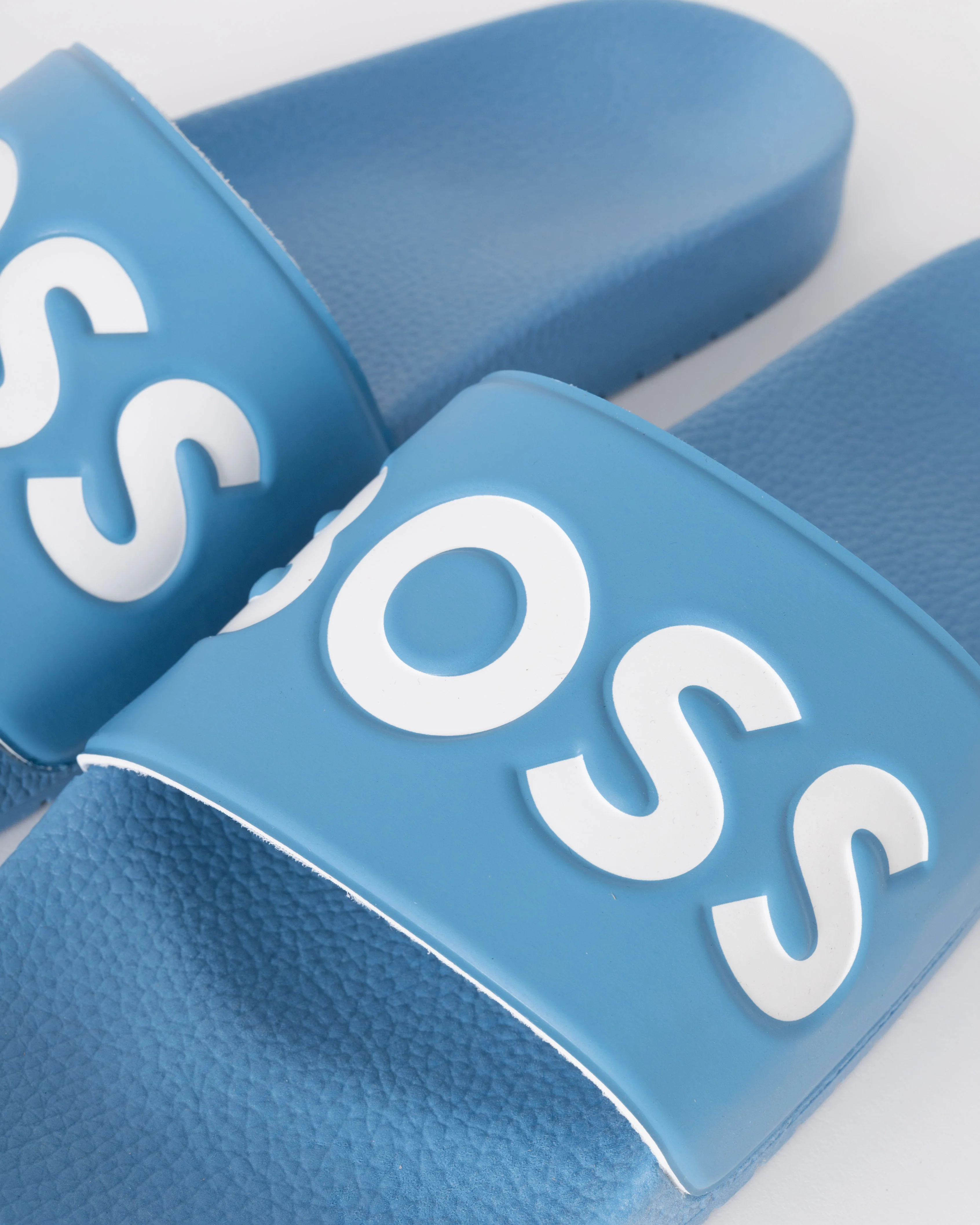 BOSS Orange Aryeh Mens Italian-Made Slides With Large Logo Detail - Turquoise/Aqua 445 - Image 6