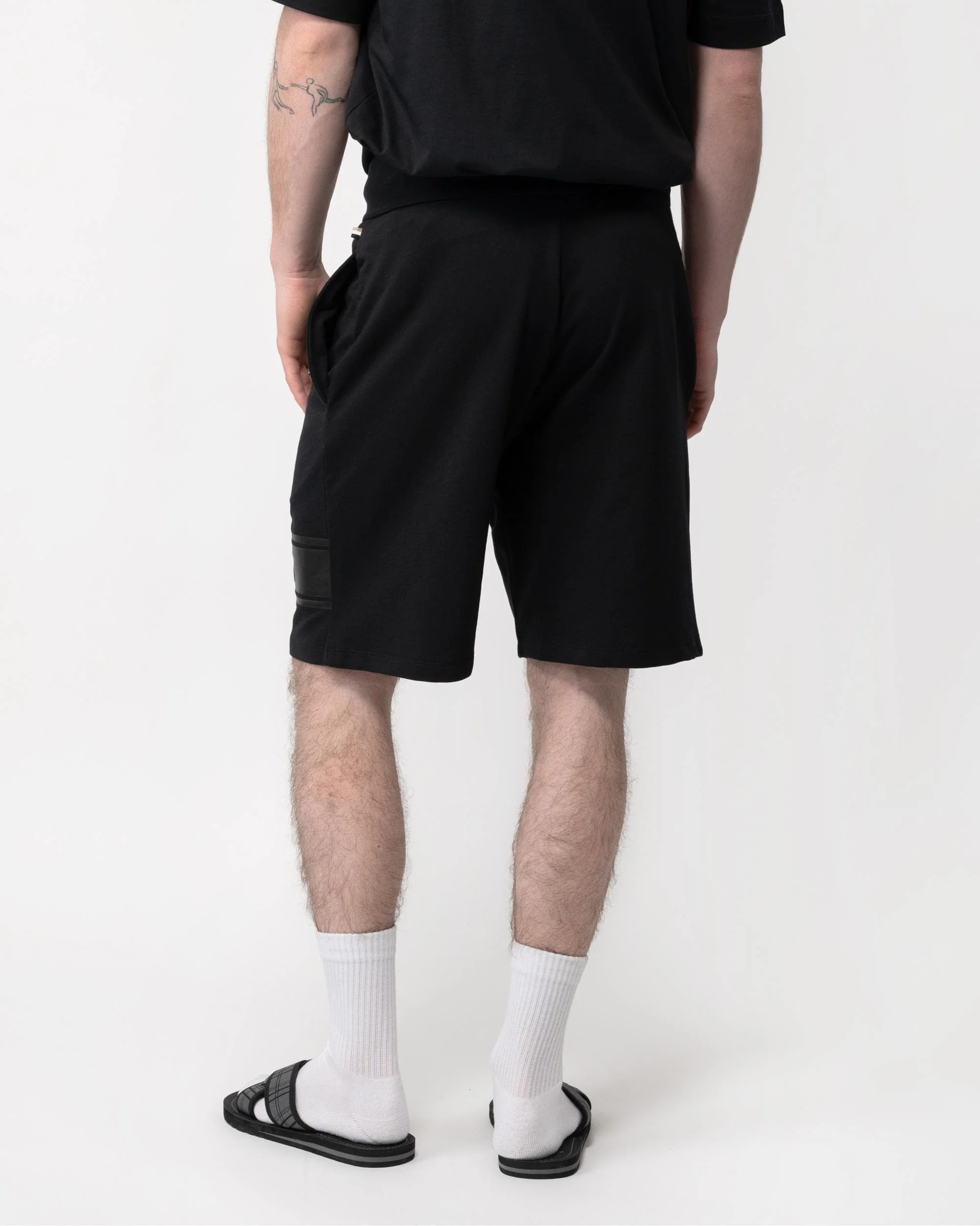 BOSS Orange Authentic Mens Cotton-Terry Drawstring Lounge Shorts With Logo Print - Image 2