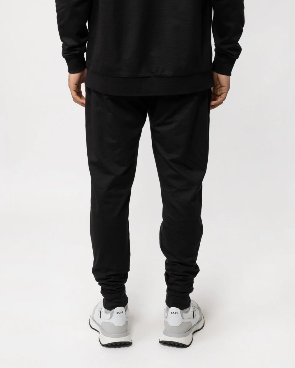 BOSS Orange Authentic Mens Cotton Terry Loungewear Sweatpants with Stripes and Logo - Image 2