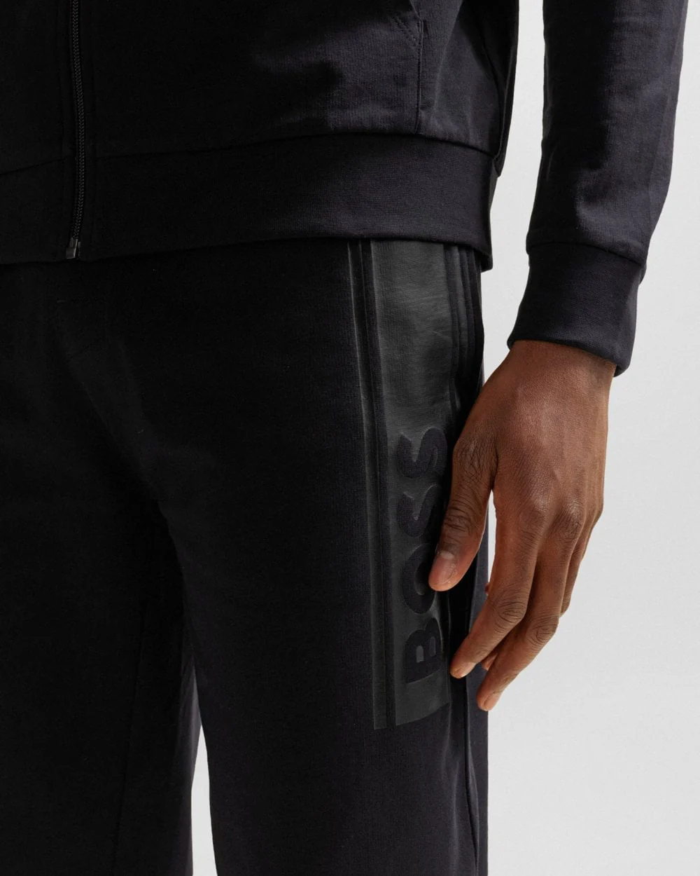 BOSS Orange Authentic Mens Cuffed Tracksuit Bottoms in French Terry with Logo Print - Image 2