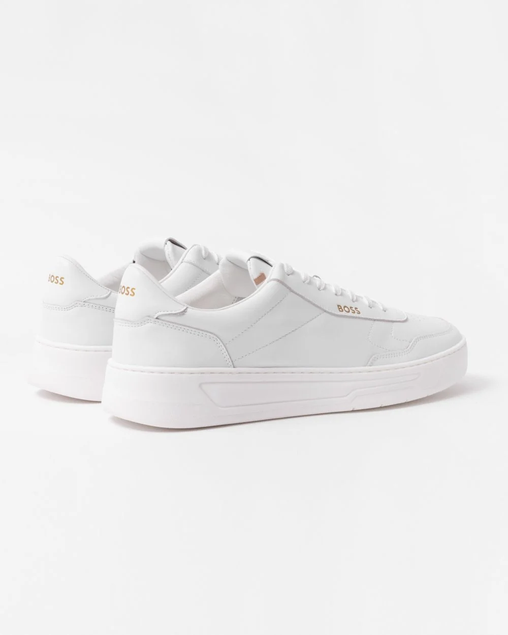 BOSS Orange Baltimore Mens Low Top Leather Trainers with Gold-Tone Logos - Image 3