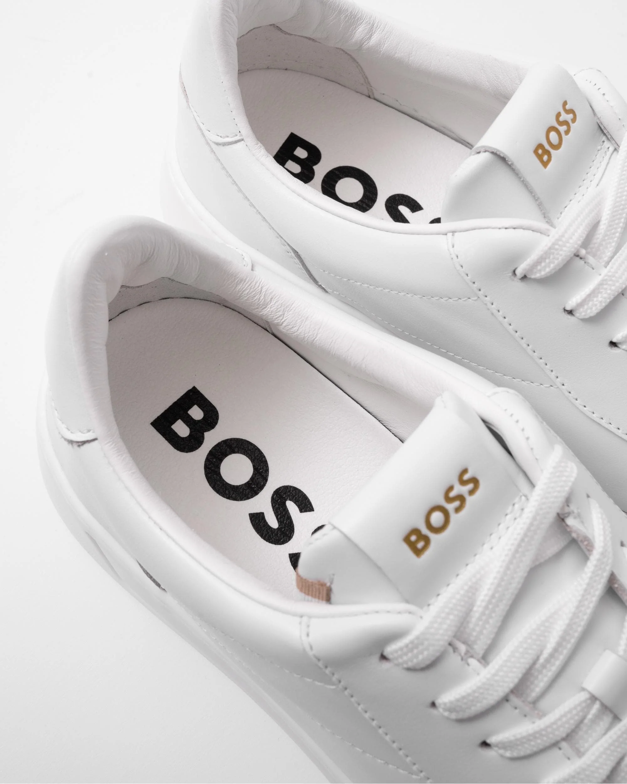 BOSS Orange Baltimore Mens Low Top Leather Trainers with Gold-Tone Logos - Image 5
