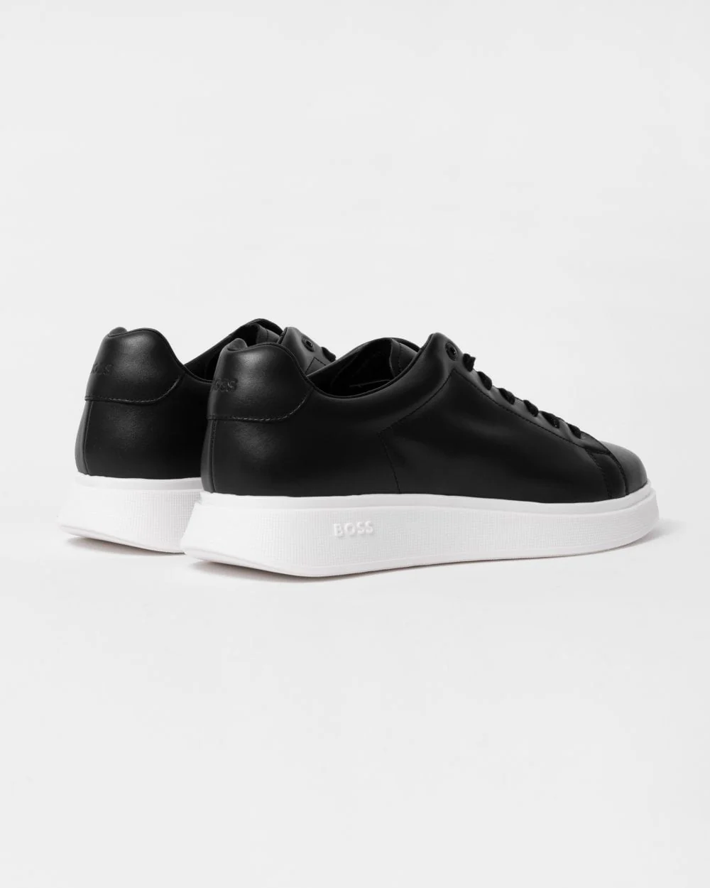 BOSS Orange Bulton Runn Mens Polished Leather Trainers With Rubber Outsole NOS - Black 001 - Image 2