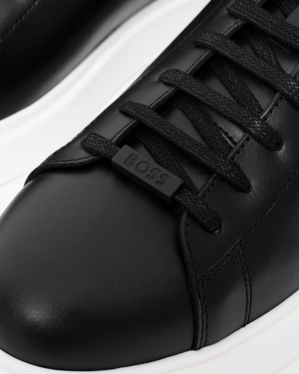 BOSS Orange Bulton Runn Mens Polished Leather Trainers With Rubber Outsole NOS - Black 001 - Image 4