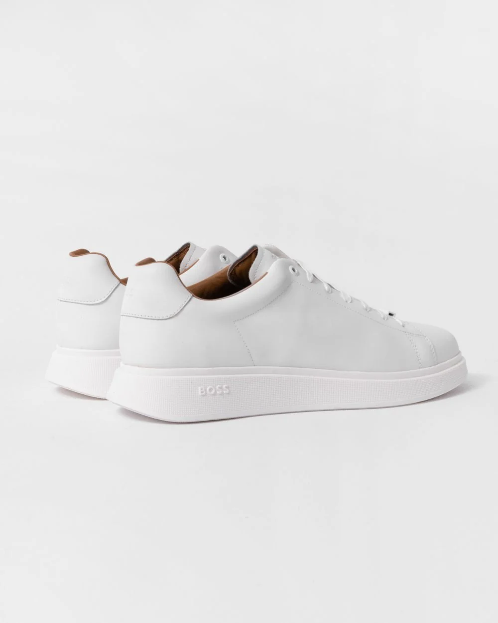 BOSS Orange Bulton Runn Mens Polished Leather Trainers With Rubber Outsole NOS - White 100 - Image 2