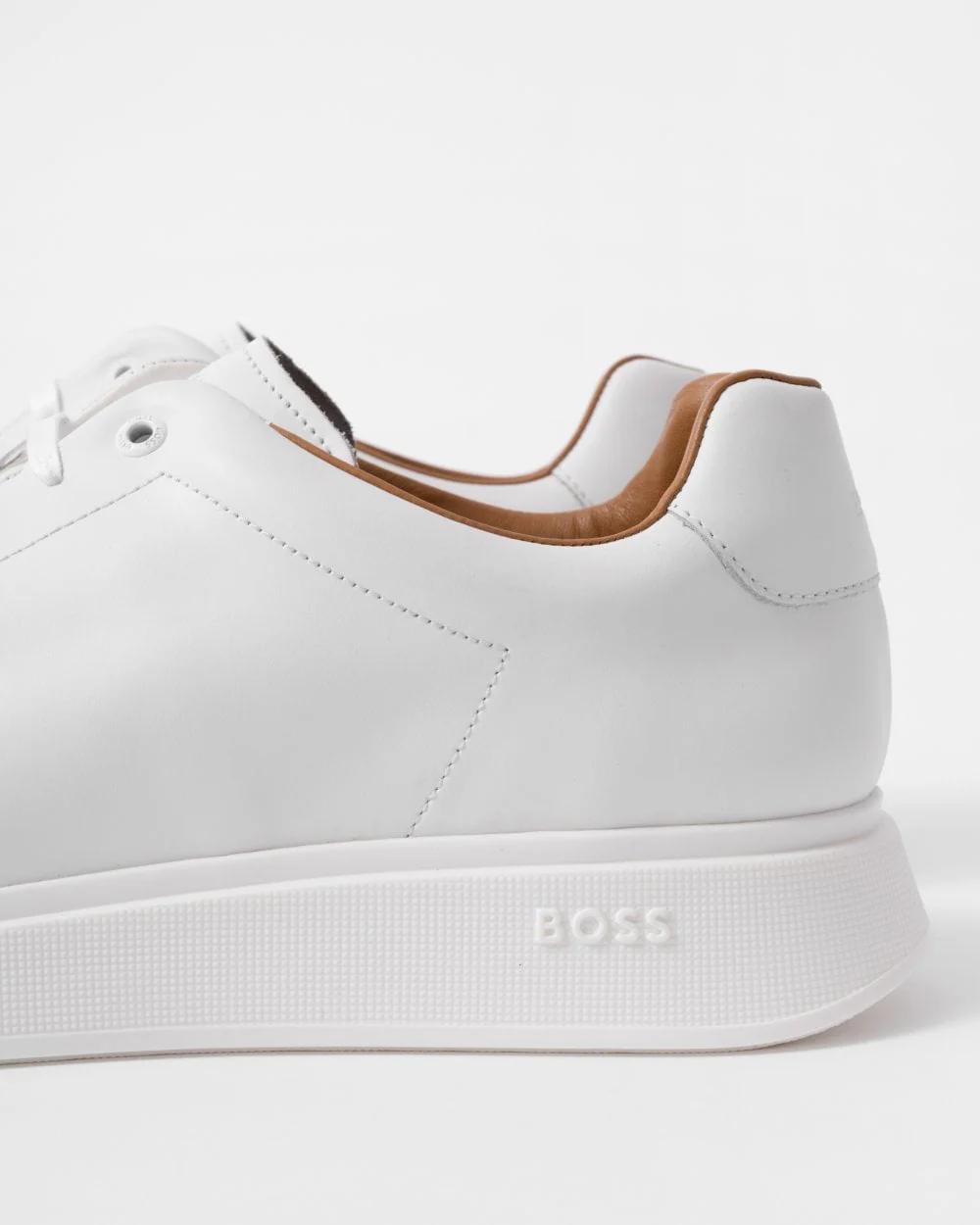 BOSS Orange Bulton Runn Mens Polished Leather Trainers With Rubber Outsole NOS - White 100 - Image 4