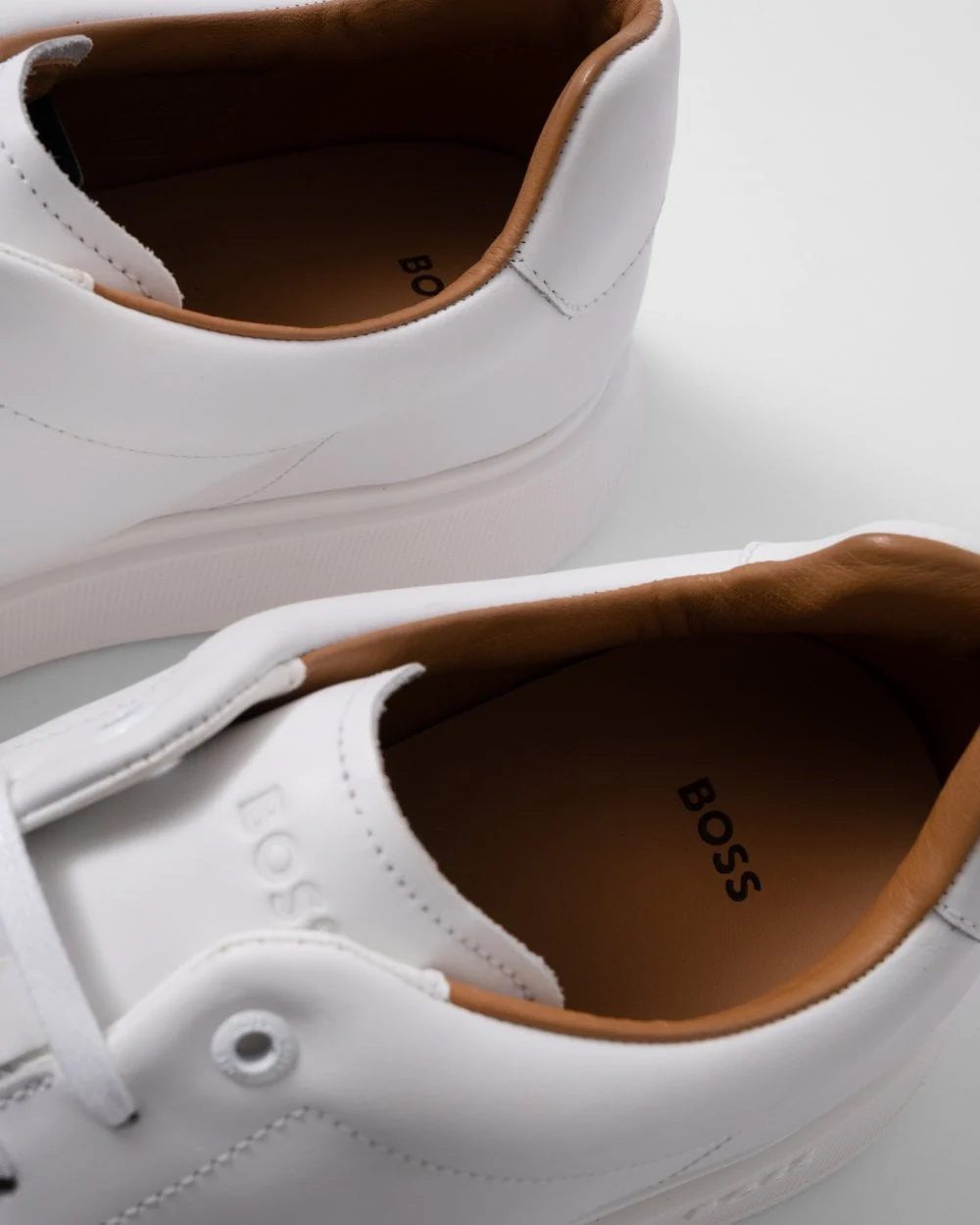 BOSS Orange Bulton Runn Mens Polished Leather Trainers With Rubber Outsole NOS - White 100 - Image 6