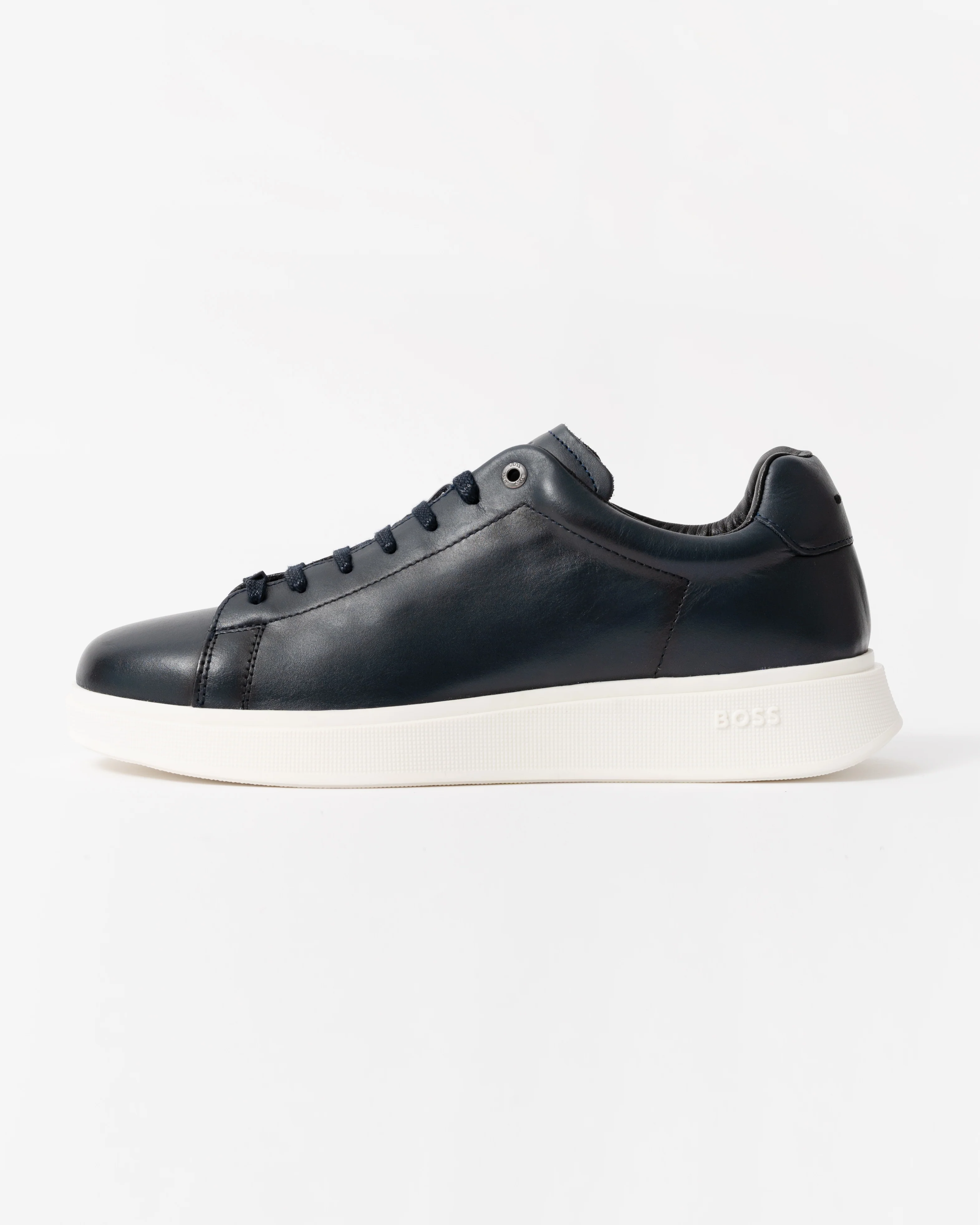 BOSS Orange Bulton Runn Mens Rubber-Sole Trainers in Leather - Dark Blue 401 - Image 2