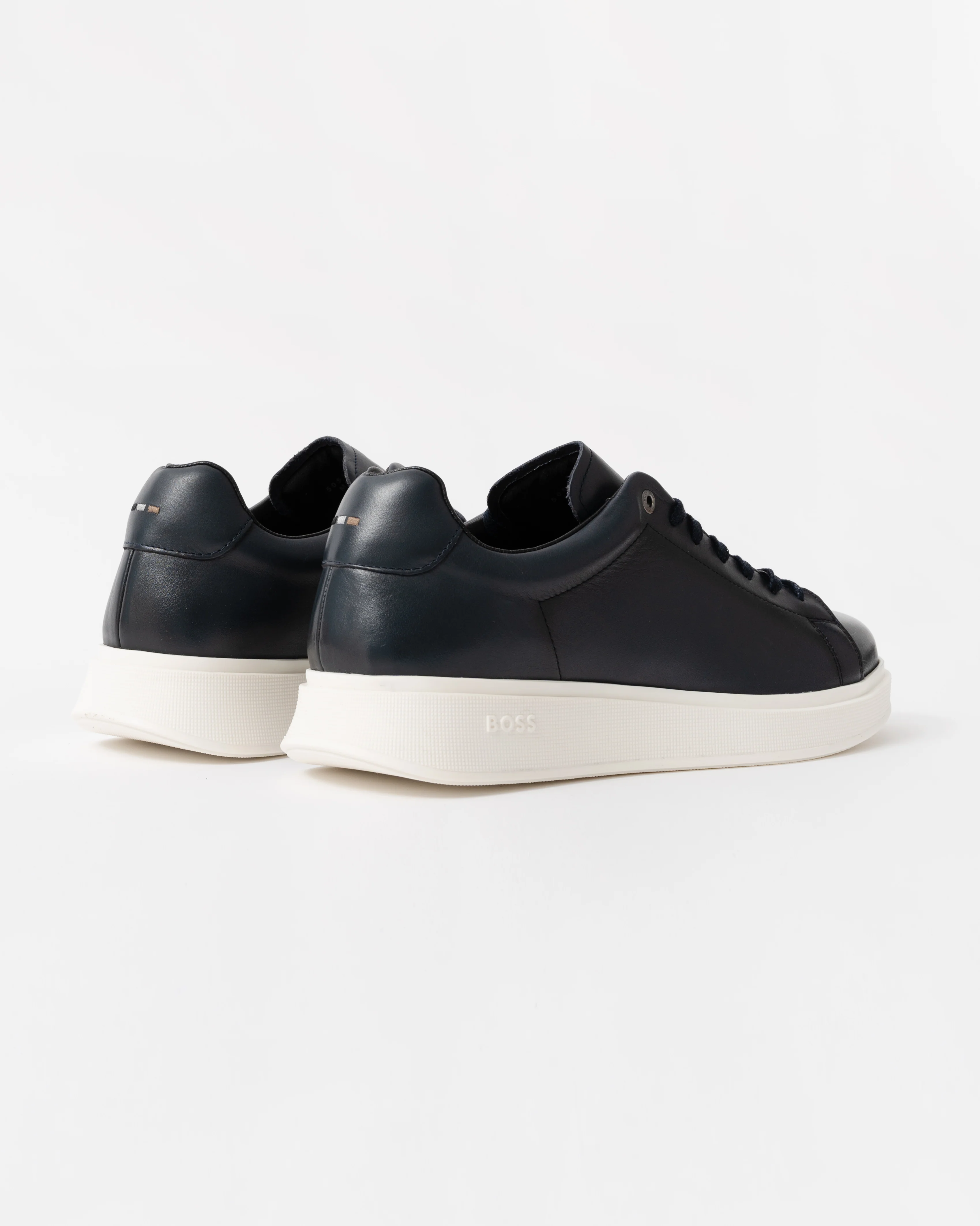 BOSS Orange Bulton Runn Mens Rubber-Sole Trainers in Leather - Dark Blue 401 - Image 3