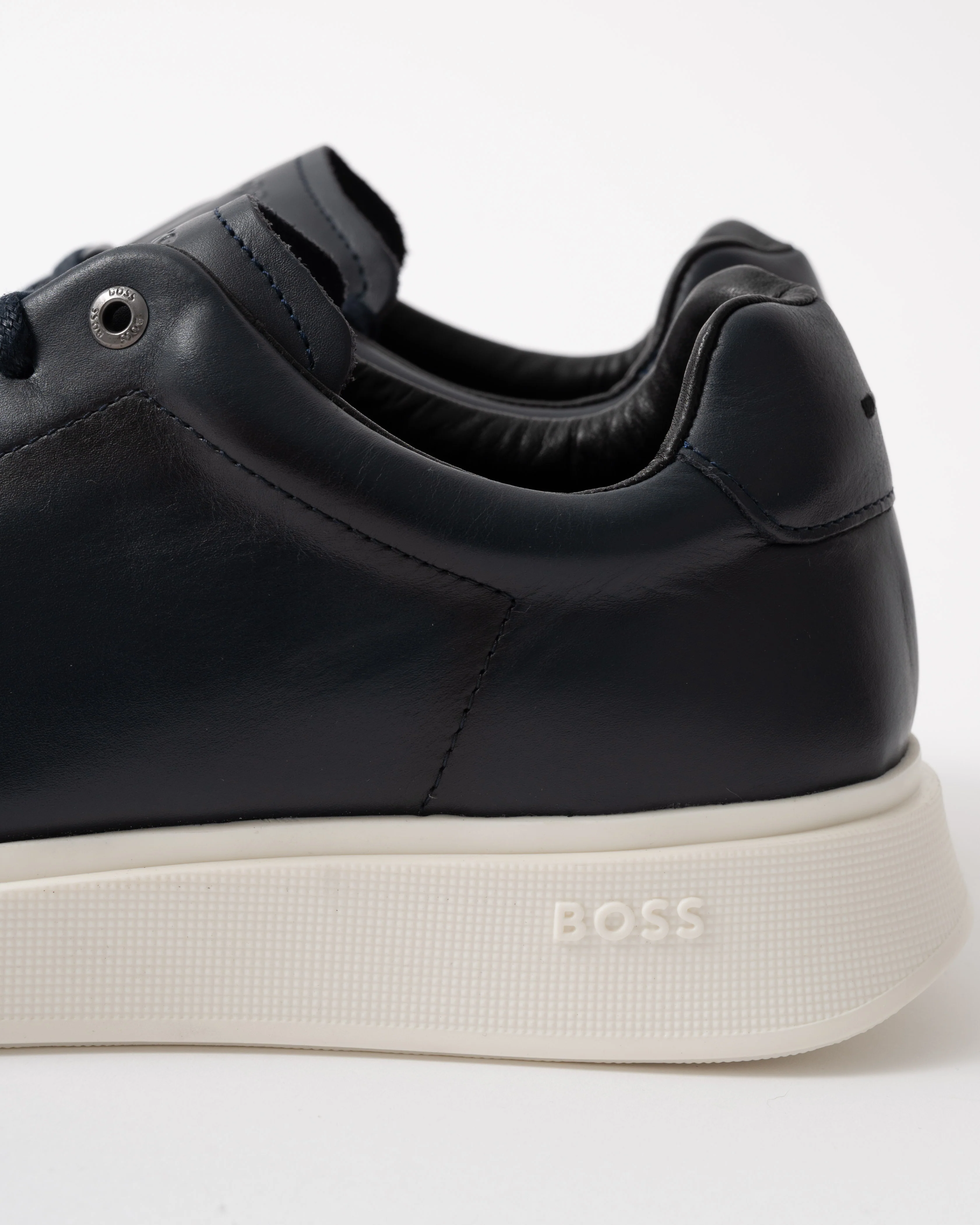 BOSS Orange Bulton Runn Mens Rubber-Sole Trainers in Leather - Dark Blue 401 - Image 5