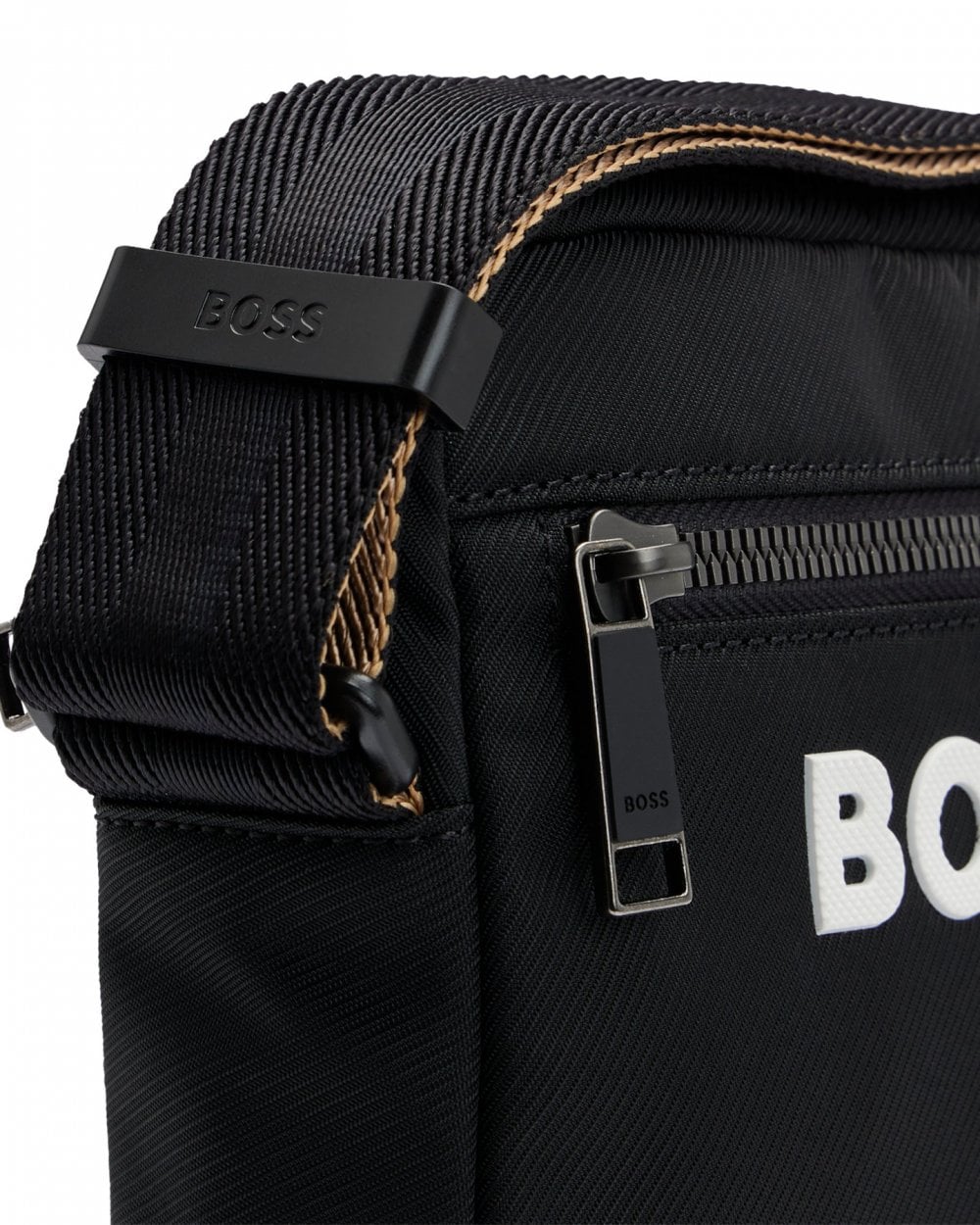 BOSS Orange Catch 3.0 Mens Crossbody Bag with Signature-Stripe Strap - Black 001 - Image 2