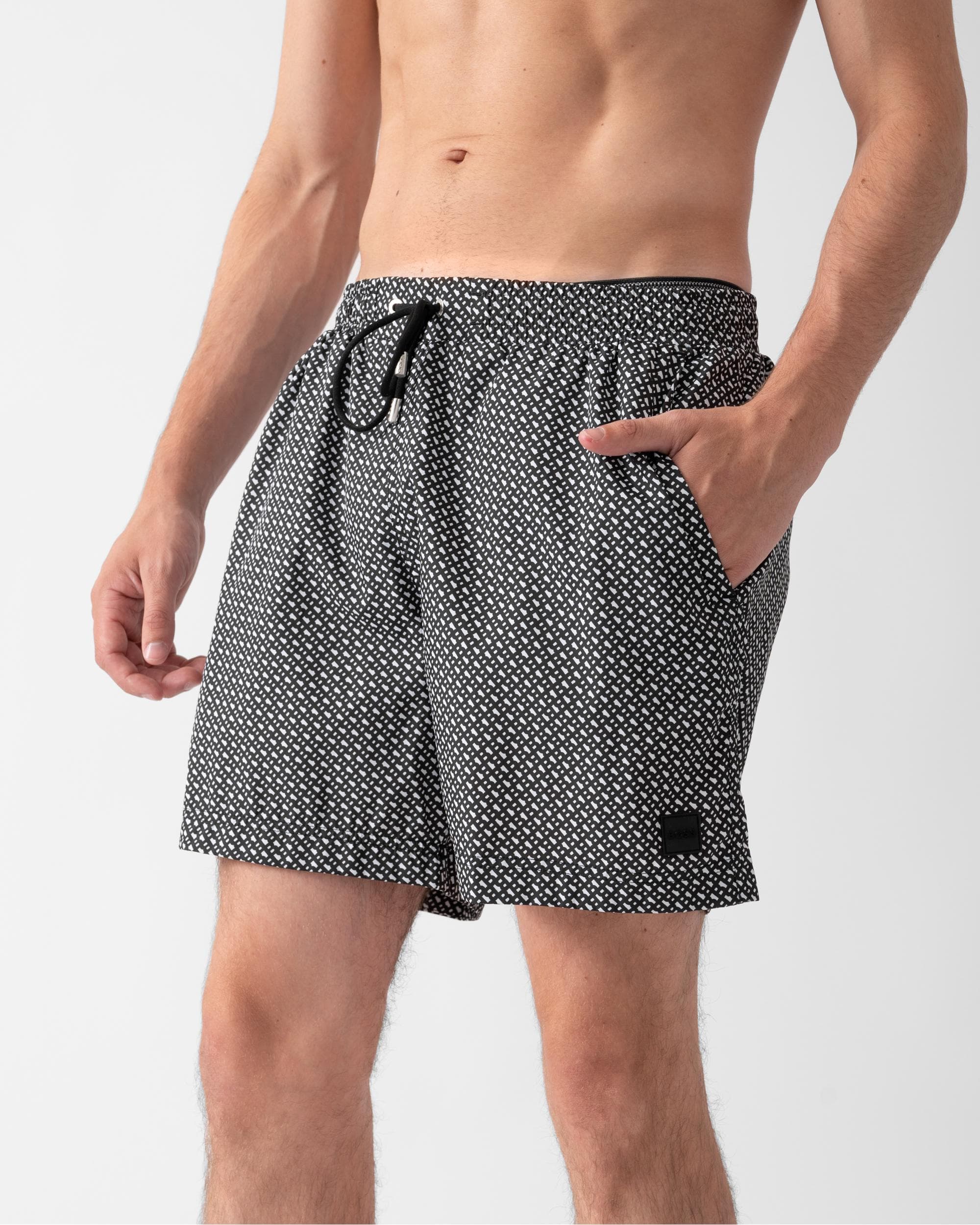 BOSS Orange Ciro Mens Monogram Print Swim Shorts in Quick-Dry Fabric - Image 3