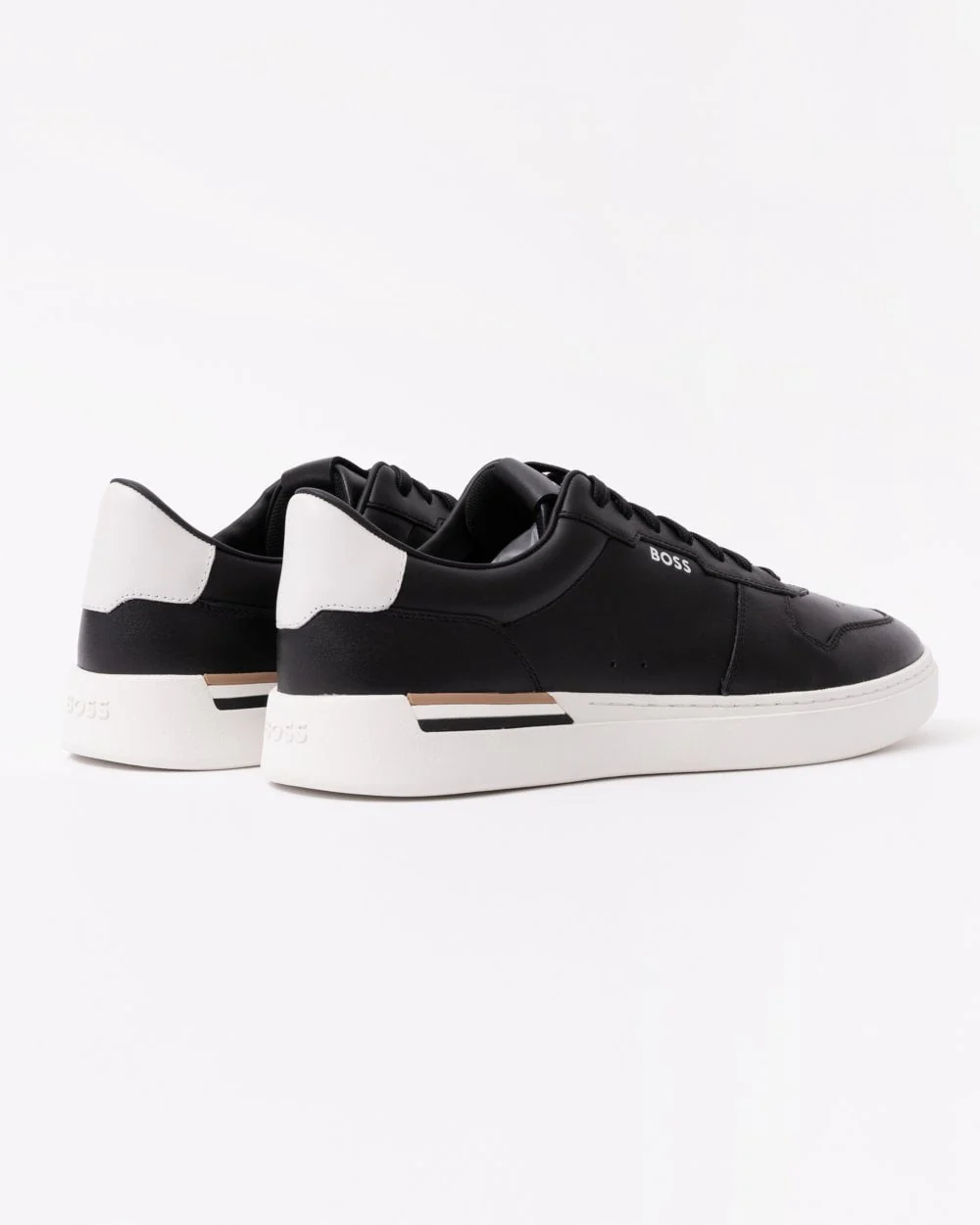 BOSS Orange Clint Tenn Mens Leather Trainers with Signature-Stripe Details - Image 2