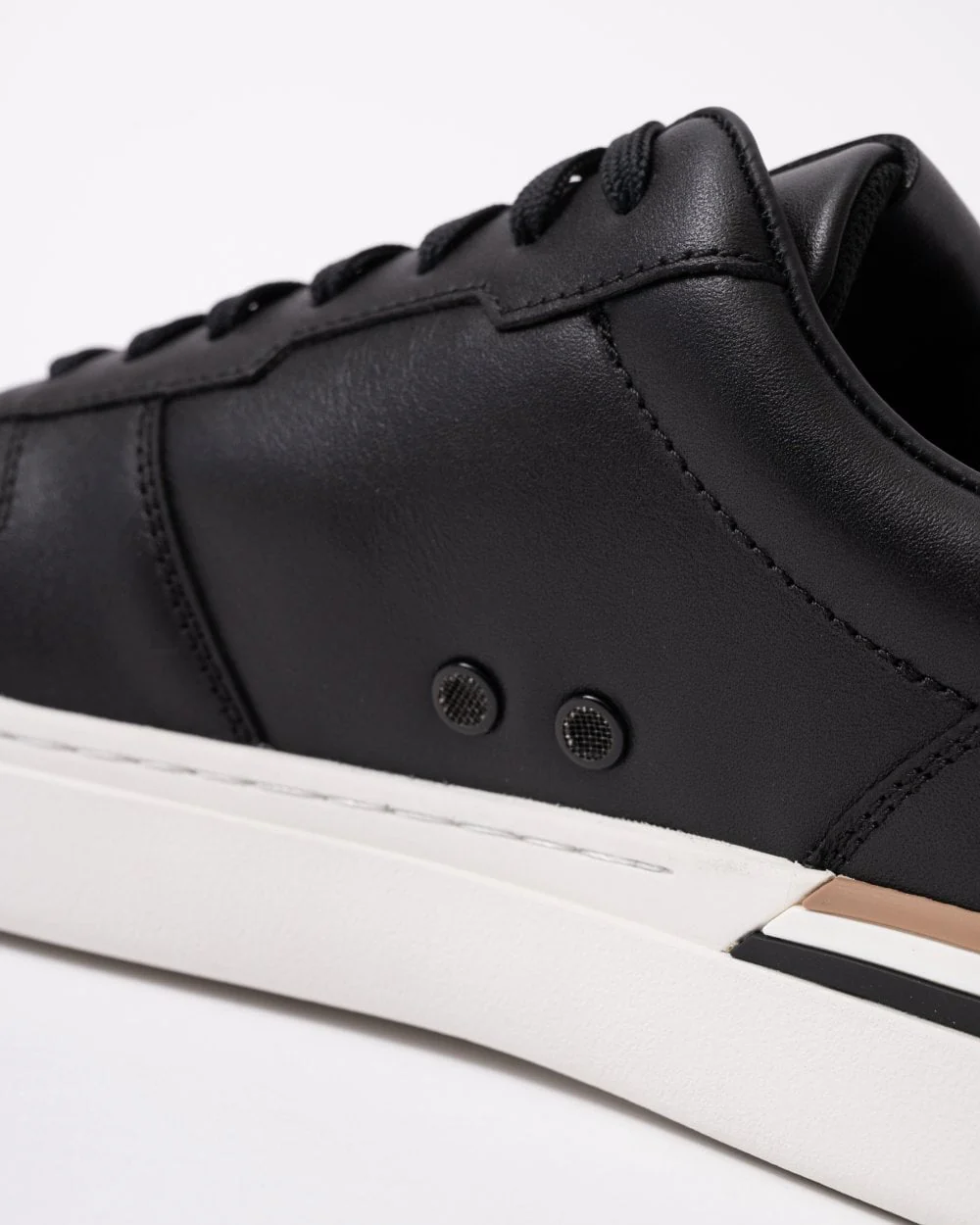 BOSS Orange Clint Tenn Mens Leather Trainers with Signature-Stripe Details - Image 4