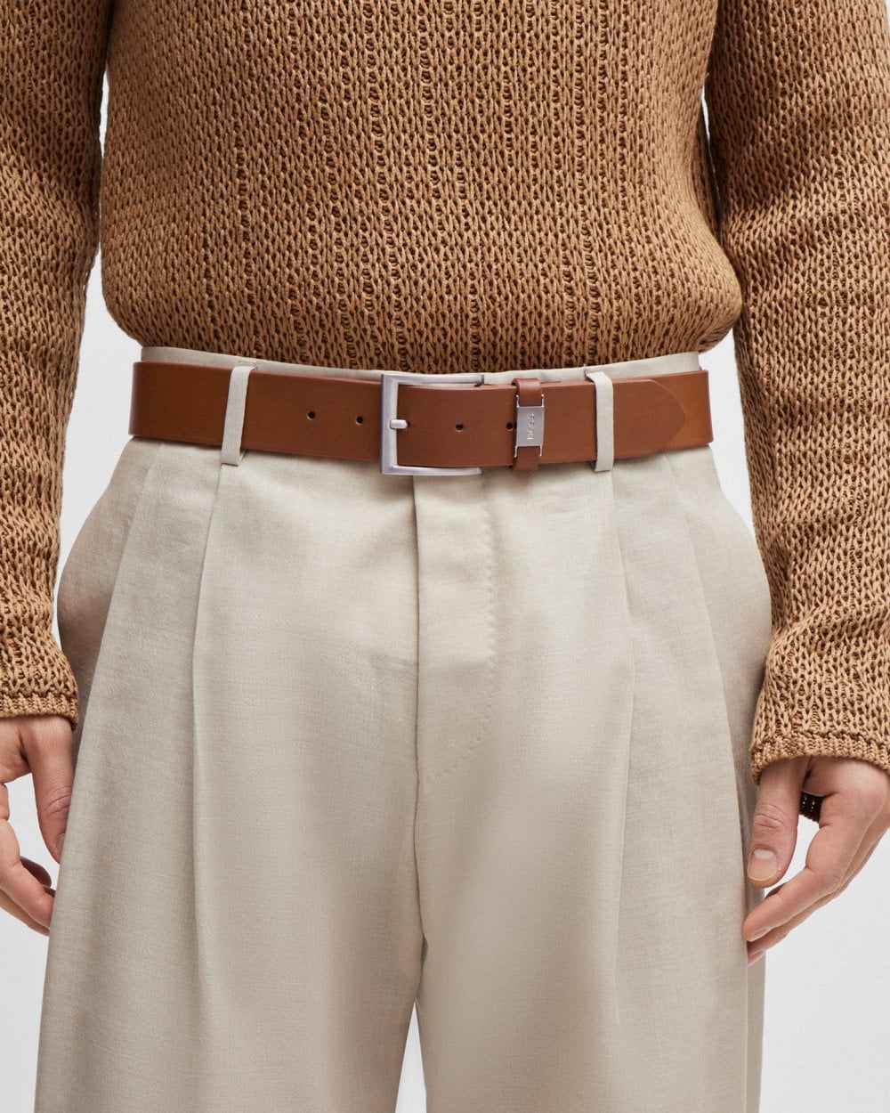 BOSS Orange Connio Mens Leather Belt NOS - Medium Brown 210 - Image 5
