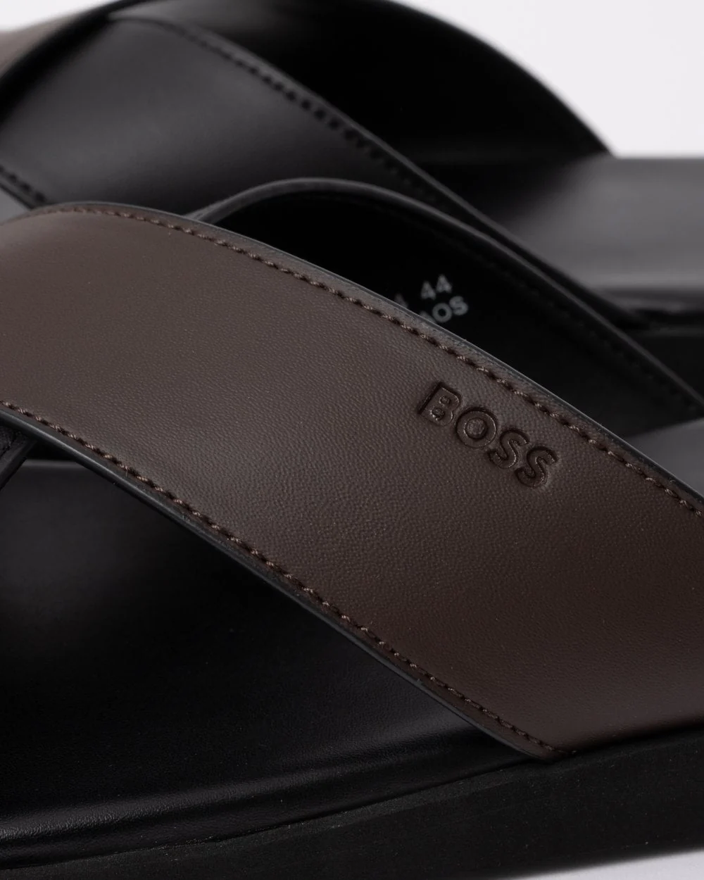 BOSS Orange Darrel Mens Faux Leather Slides with Two-Tone Straps - Image 3