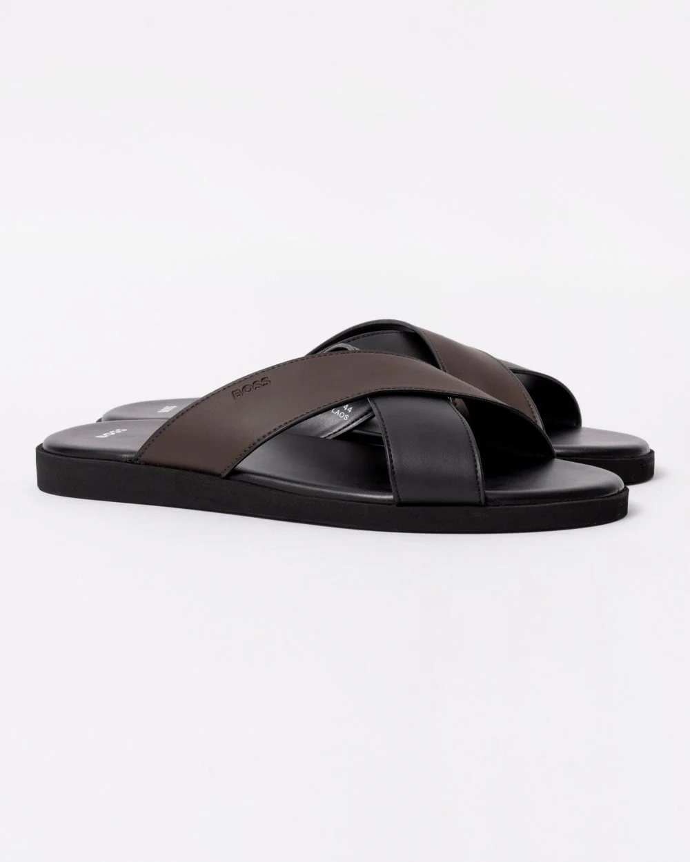 BOSS Orange Darrel Mens Faux Leather Slides with Two-Tone Straps - Image 4