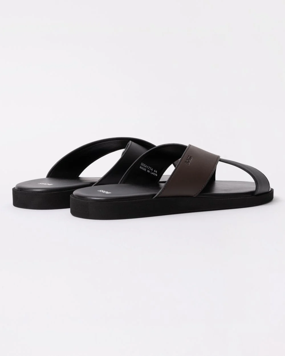 BOSS Orange Darrel Mens Faux Leather Slides with Two-Tone Straps - Image 5