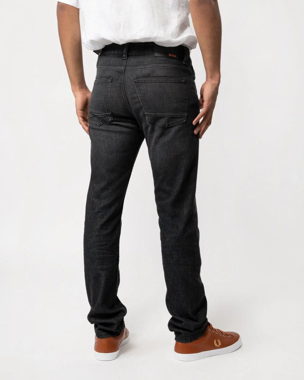 BOSS Orange Delaware BC-C Mens Slim Fit Comfort Stretch Charcoal Denim Jeans - Image 2