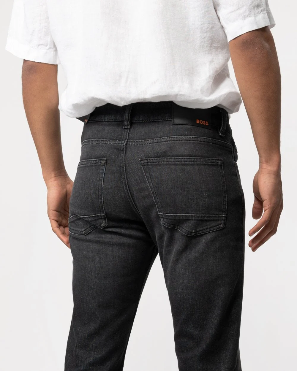 BOSS Orange Delaware BC-C Mens Slim Fit Comfort Stretch Charcoal Denim Jeans - Image 3