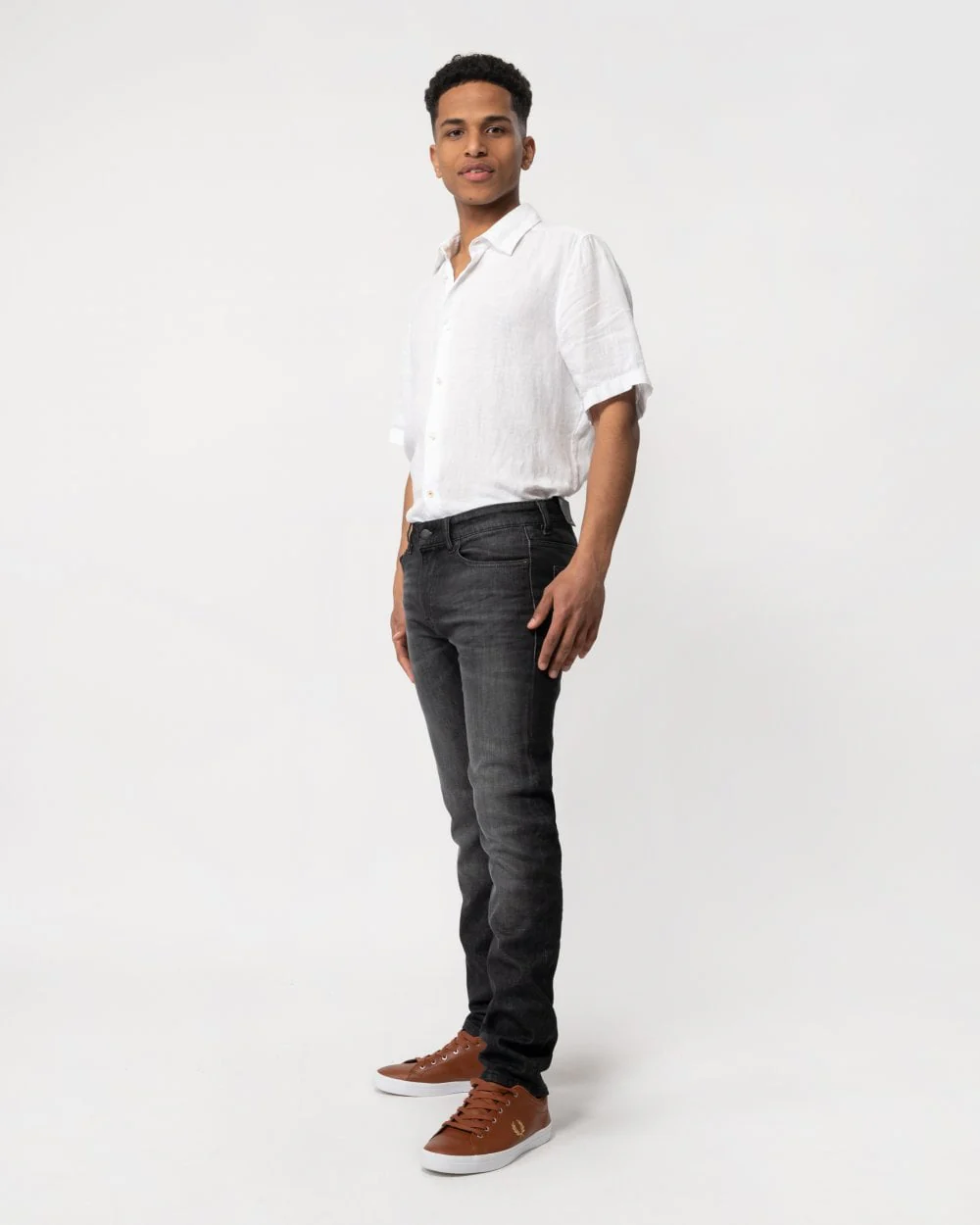 BOSS Orange Delaware BC-C Mens Slim Fit Comfort Stretch Charcoal Denim Jeans - Image 4