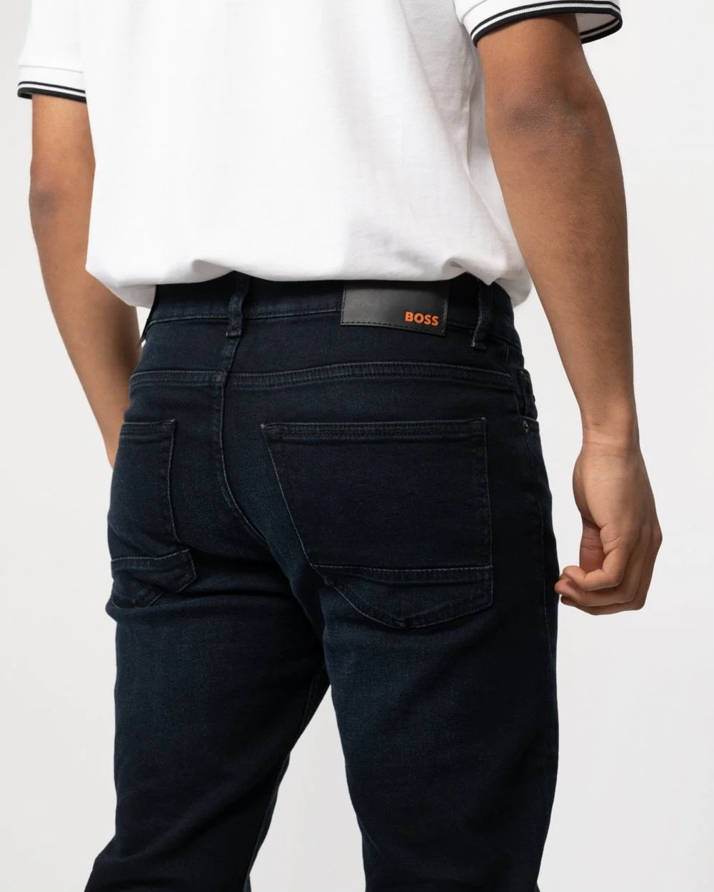 BOSS Orange Delaware BC-C Mens Slim Fit Comfort Stretch Dark Blue Denim Jeans - Image 3