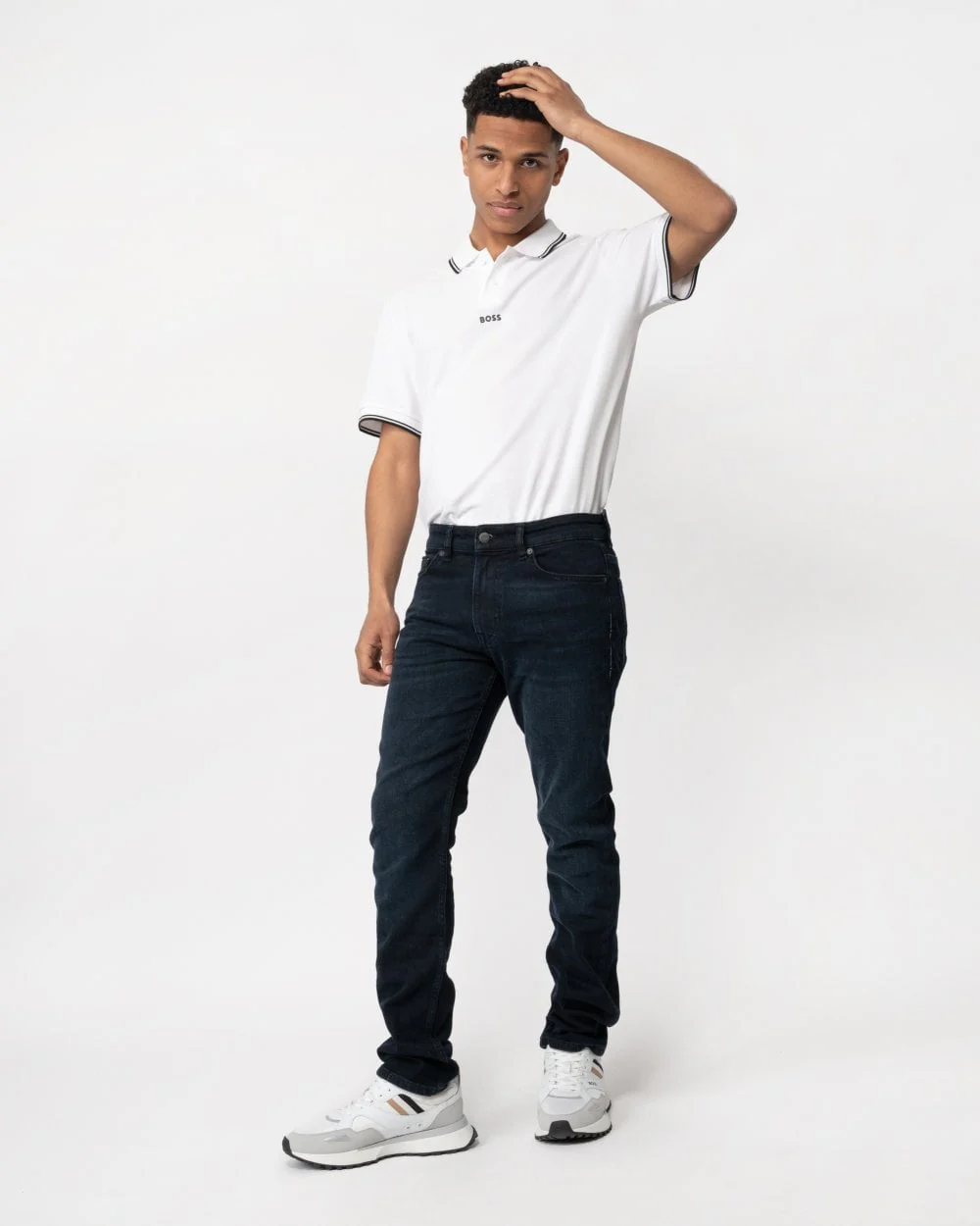 BOSS Orange Delaware BC-C Mens Slim Fit Comfort Stretch Dark Blue Denim Jeans - Image 4