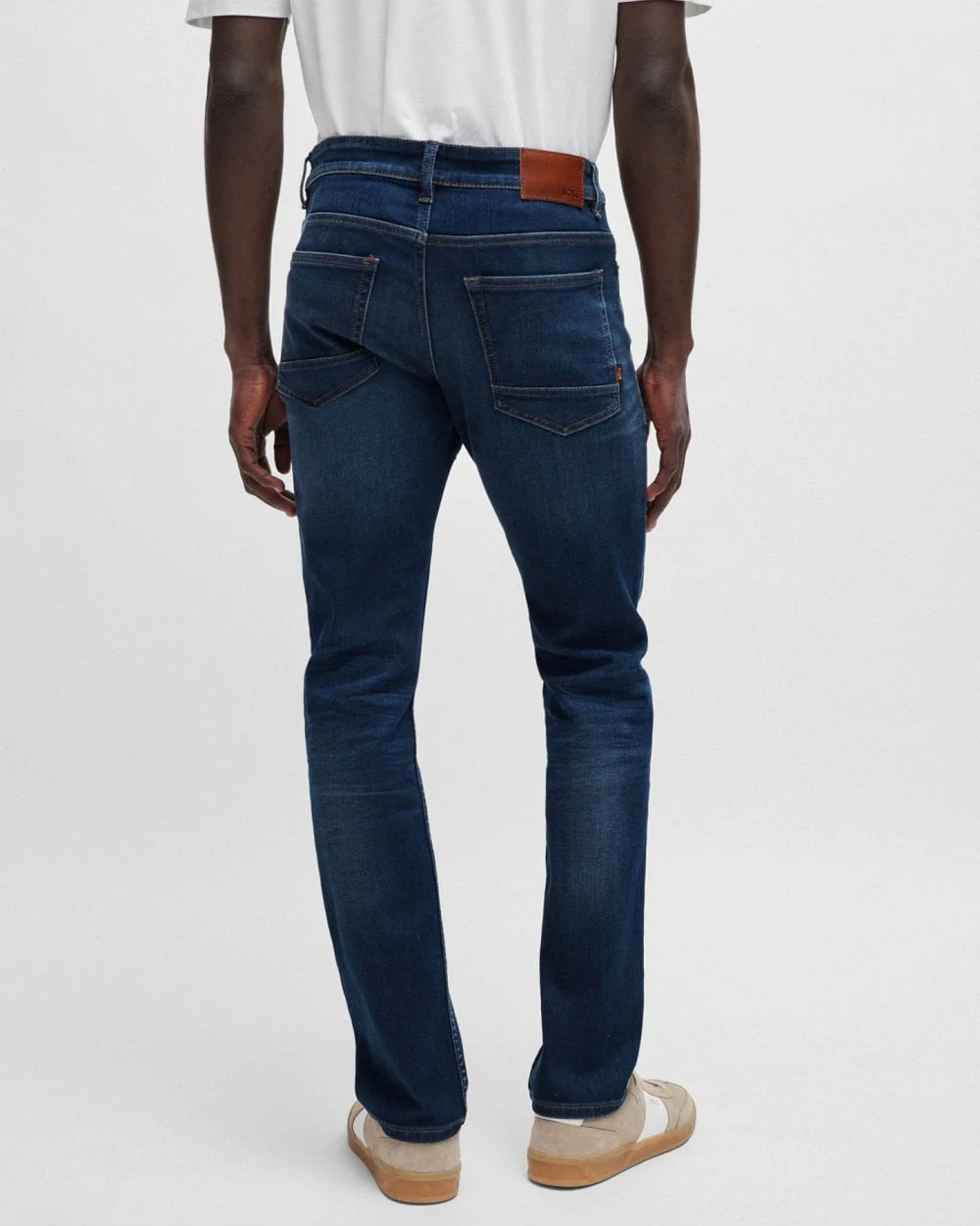 BOSS Orange Delaware BC-C Mens Slim Fit Jeans in Dark Blue Super-Stretch Denim - Image 3
