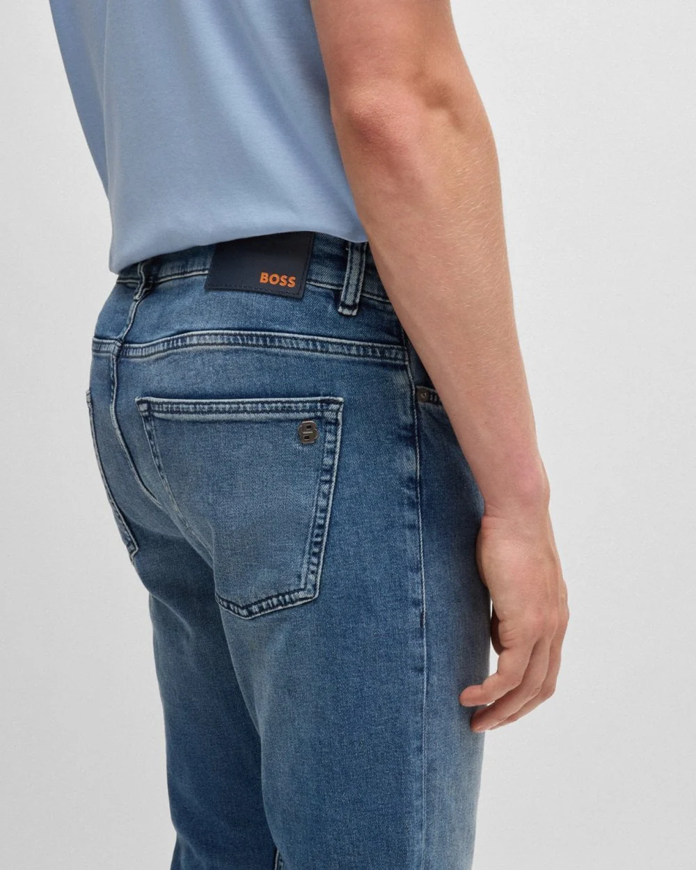 BOSS Orange DELAWARE BO Mens Slim Fit Comfort-Stretch Blue Jeans NOS - Image 3