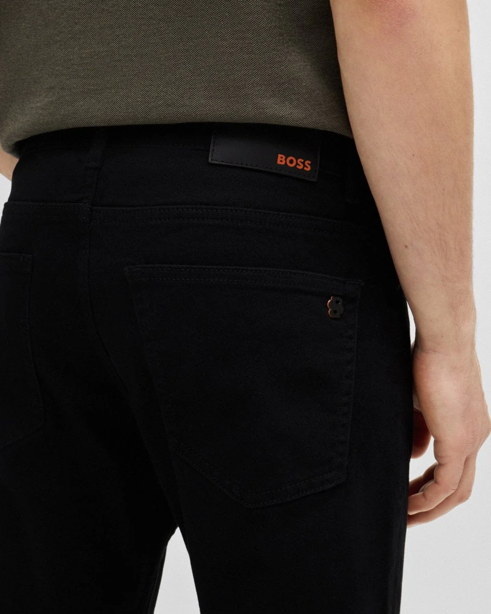 BOSS Orange DELAWARE BO Mens Slim Fit Comfort-Stretch Jeans - Black 003 - Image 3