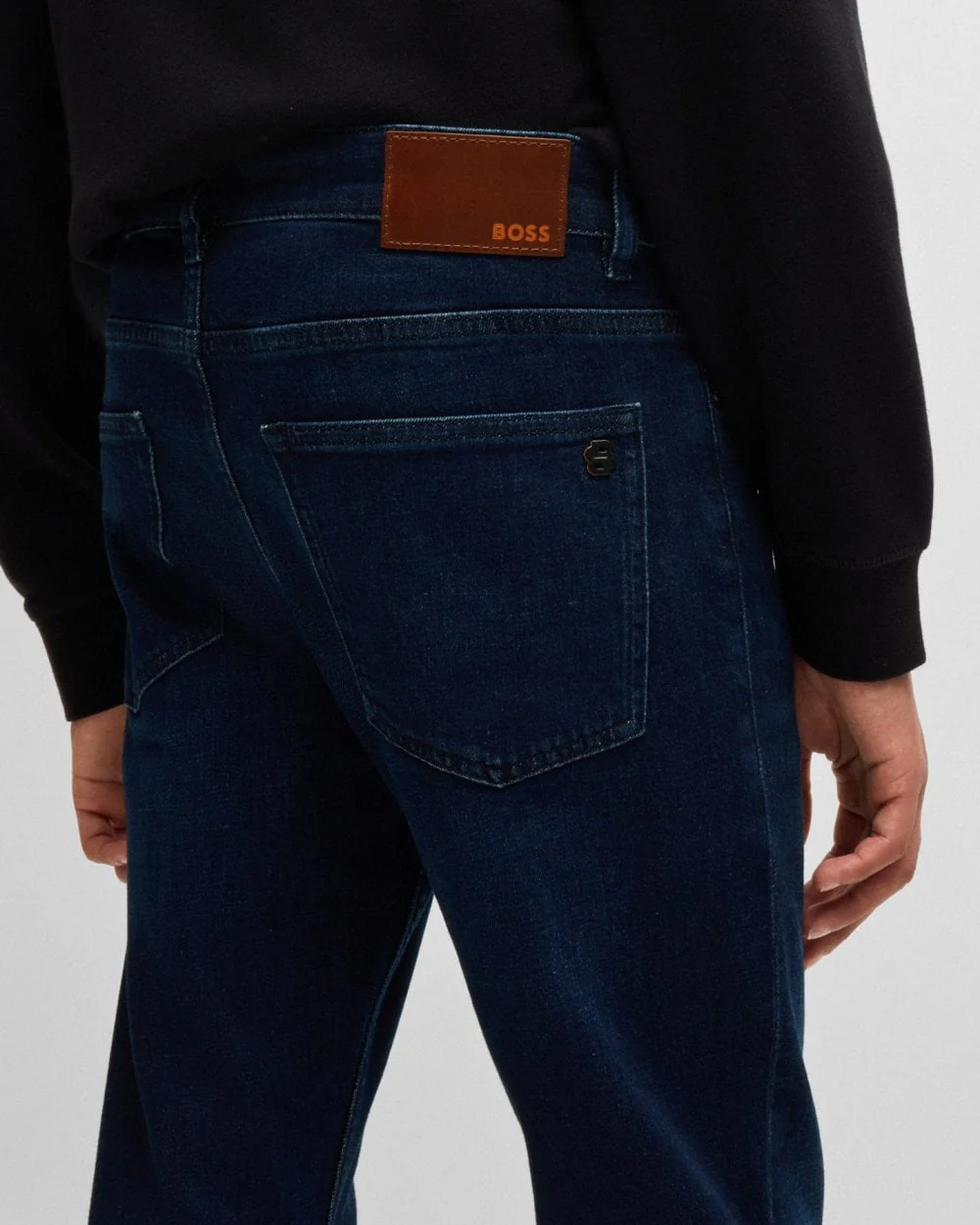 BOSS Orange DELAWARE BO Mens Slim Fit Comfort-Stretch Jeans - Dark Blue 406 - Image 3