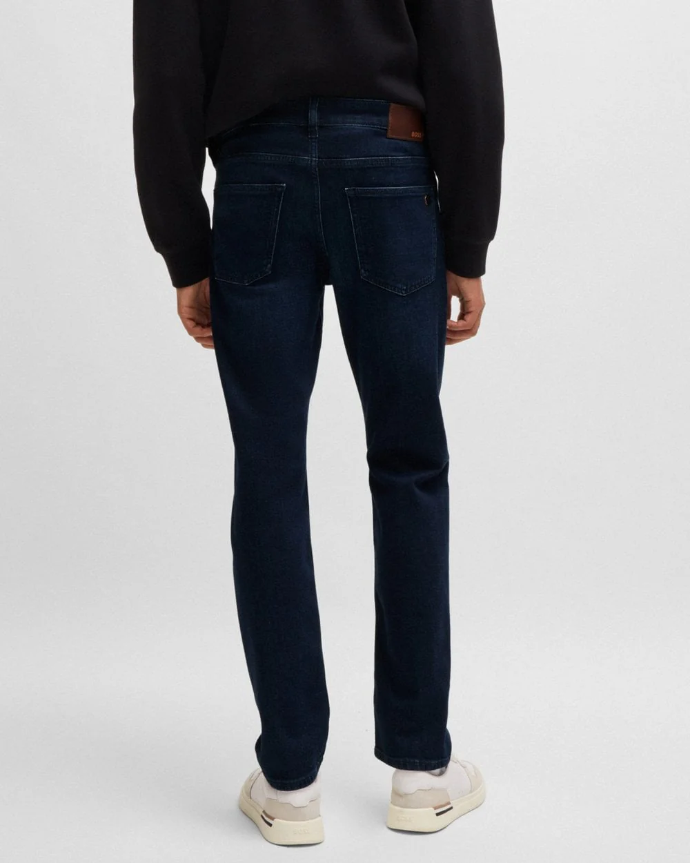BOSS Orange DELAWARE BO Mens Slim Fit Comfort-Stretch Jeans - Dark Blue 406 - Image 4