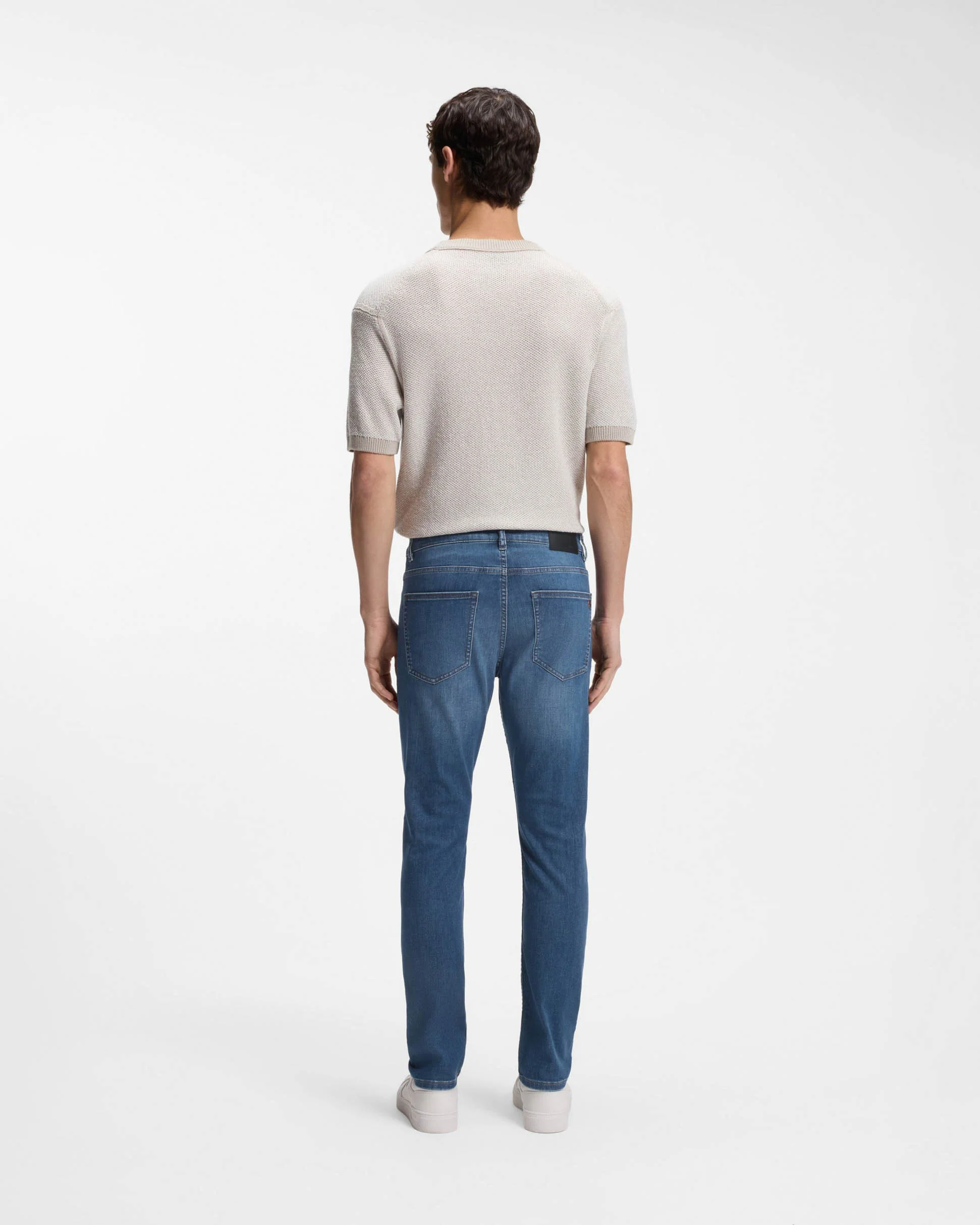 BOSS Orange Delaware Slim-Fit Jeans in Soft-Motion Denim - Medium Blue 422 - Image 3