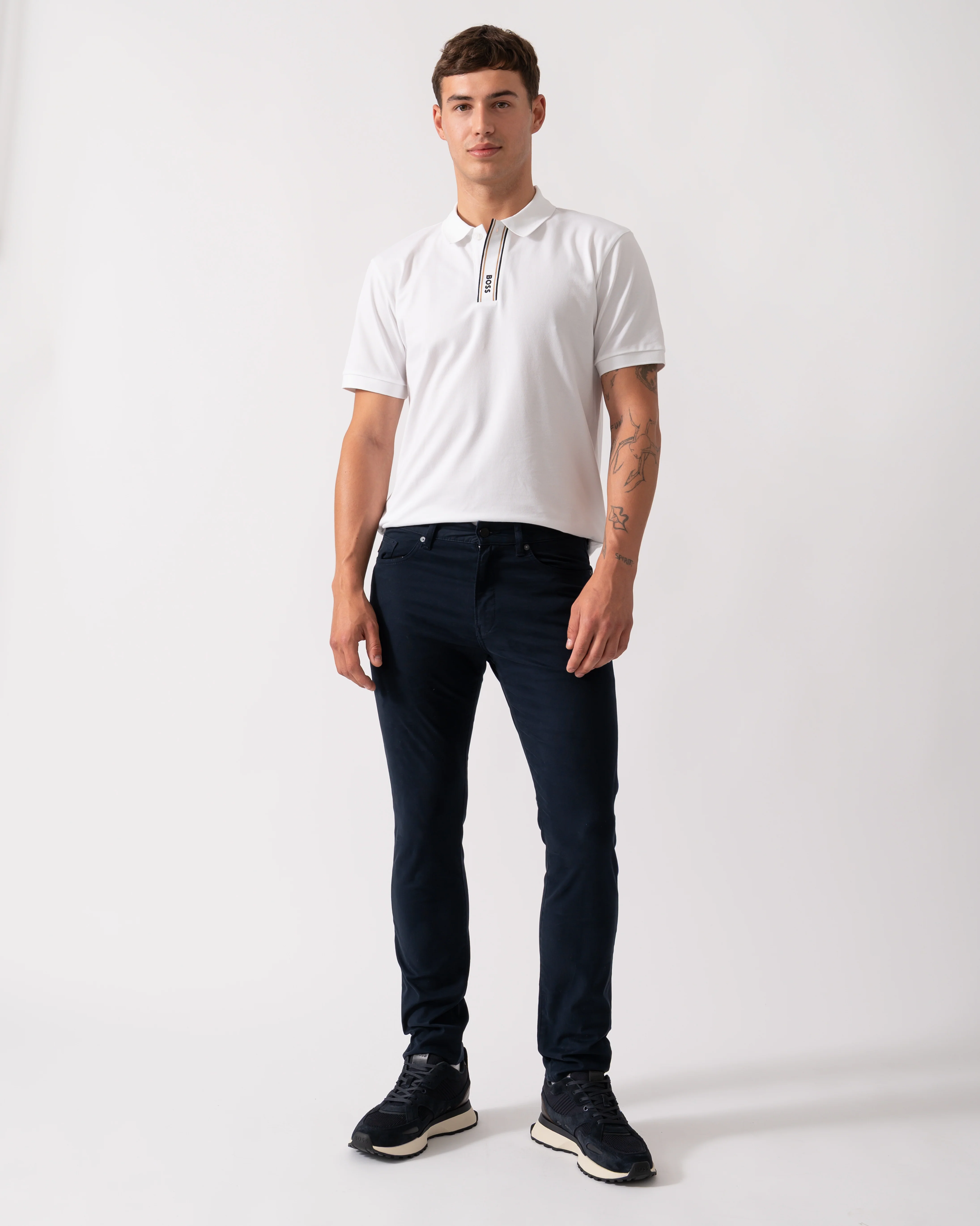BOSS Orange Delaware Mens Slim-Fit Trousers in Stretch-Cotton Moleskin - Dark Blue 404 - Image 2