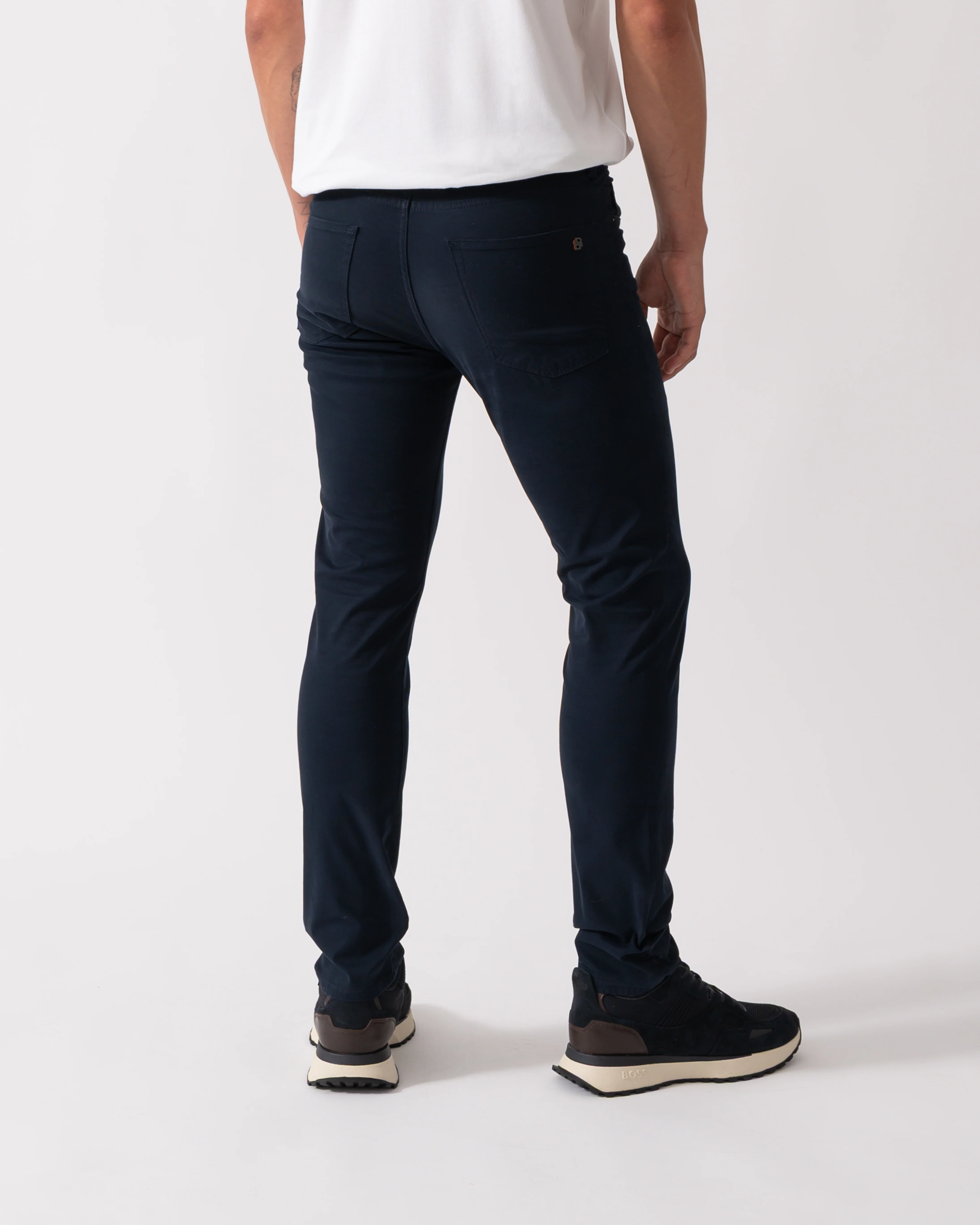 BOSS Orange Delaware Mens Slim-Fit Trousers in Stretch-Cotton Moleskin - Dark Blue 404 - Image 3