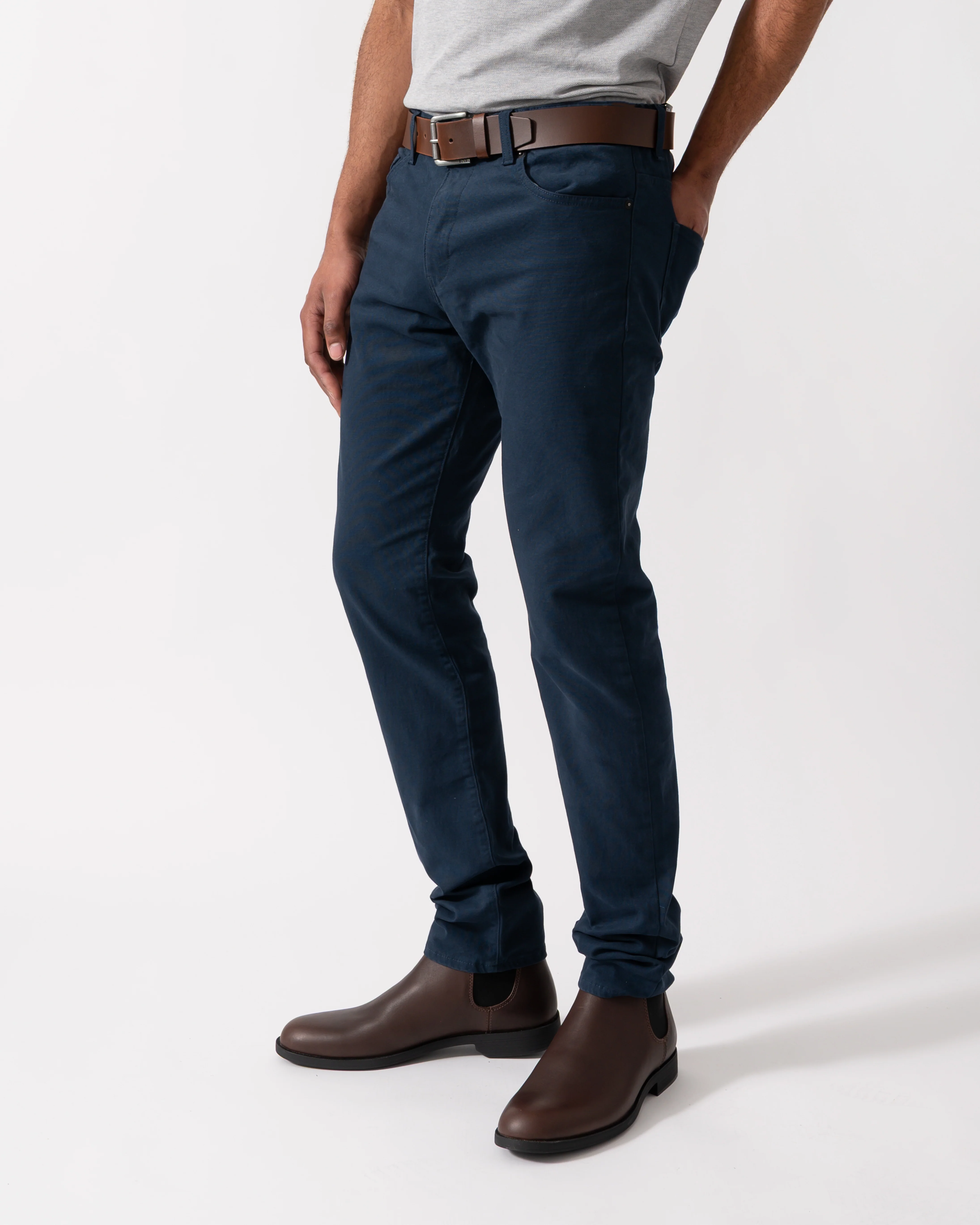 BOSS Orange Delaware Mens Trousers in Stretch-Cotton Canvas - Open Blue 464 - Image 2