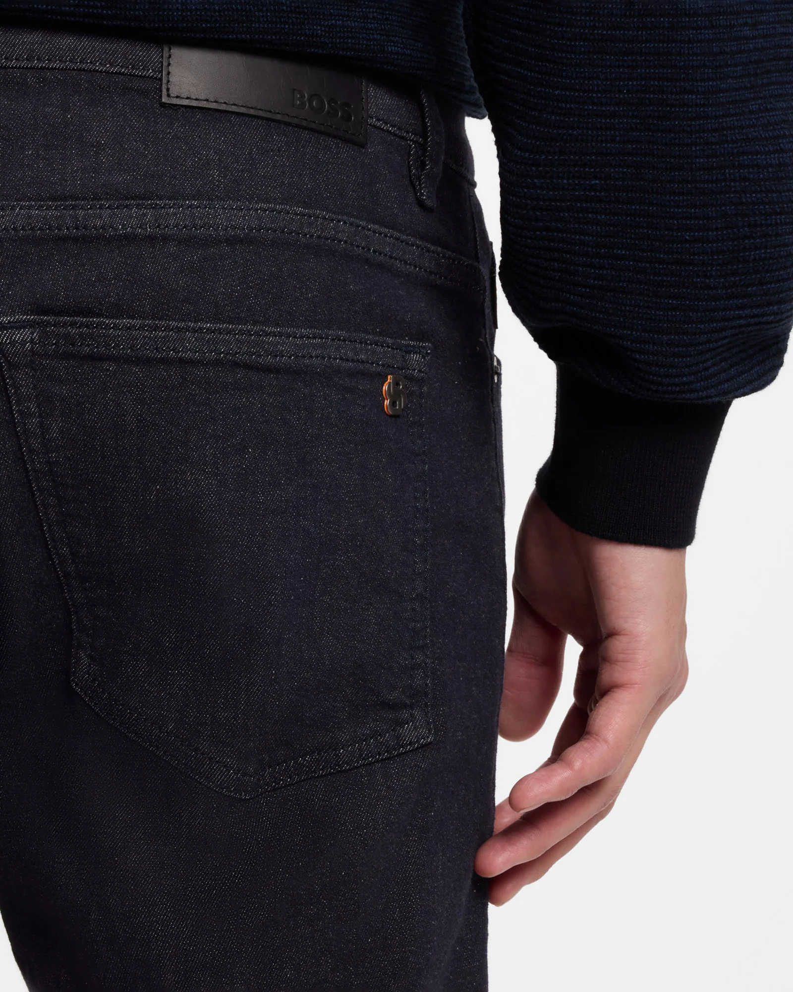 BOSS Orange Slim Fit Delaware Jeans - Dark Blue 401 - Image 4
