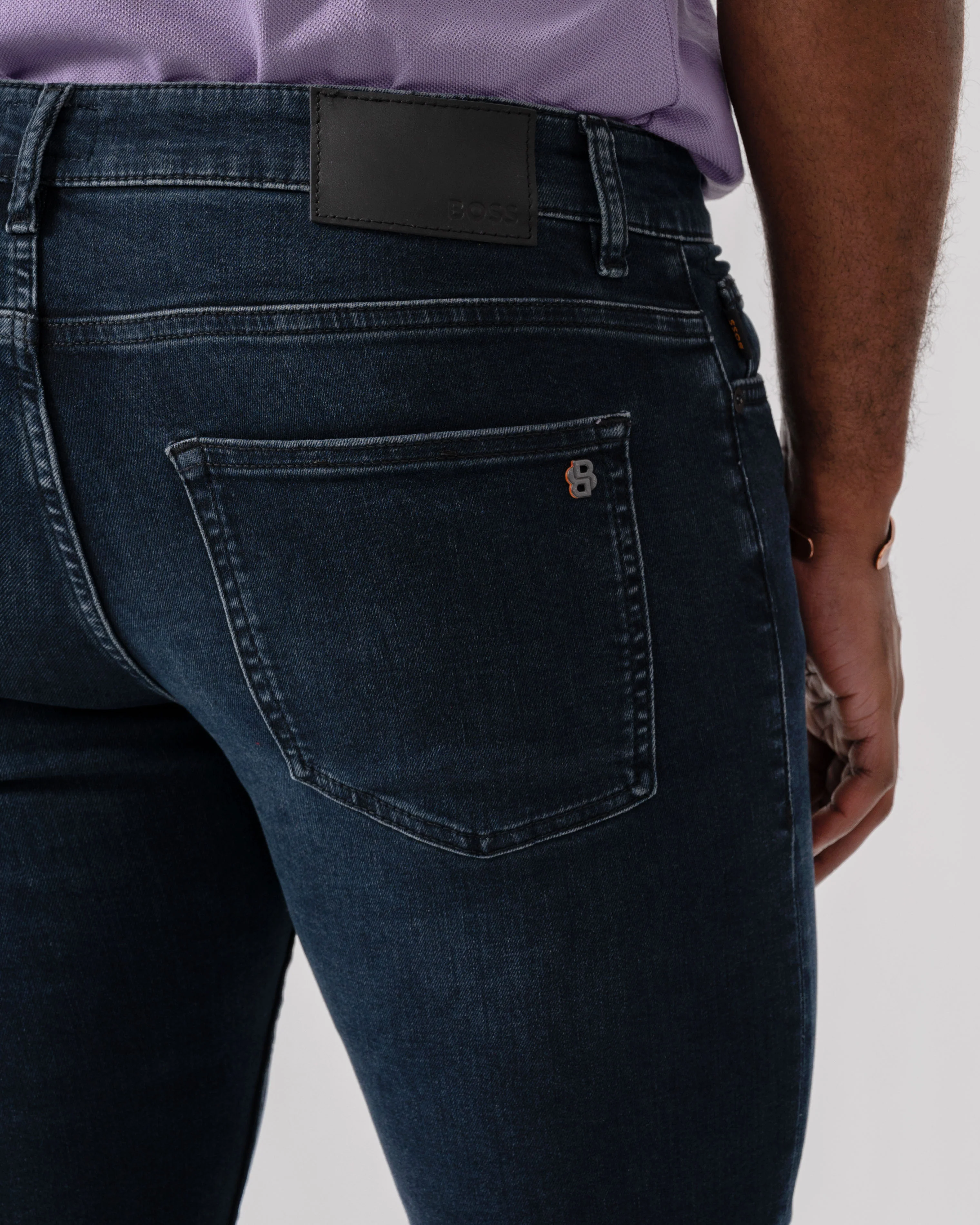 BOSS Orange Delaware Slim-Fit Jeans in Blue-Black Soft-Motion Denim - Dark Blue 405 - Image 3