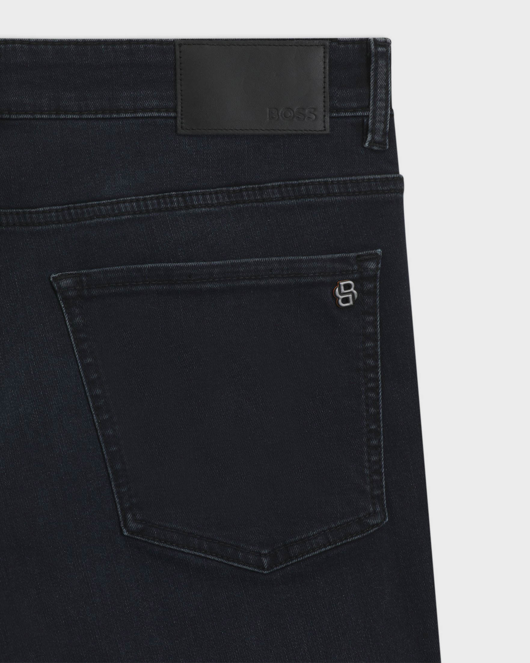 BOSS Orange Delaware Slim-Fit Jeans in Blue-Black Soft-Motion Denim - Dark Blue 405 - Image 7