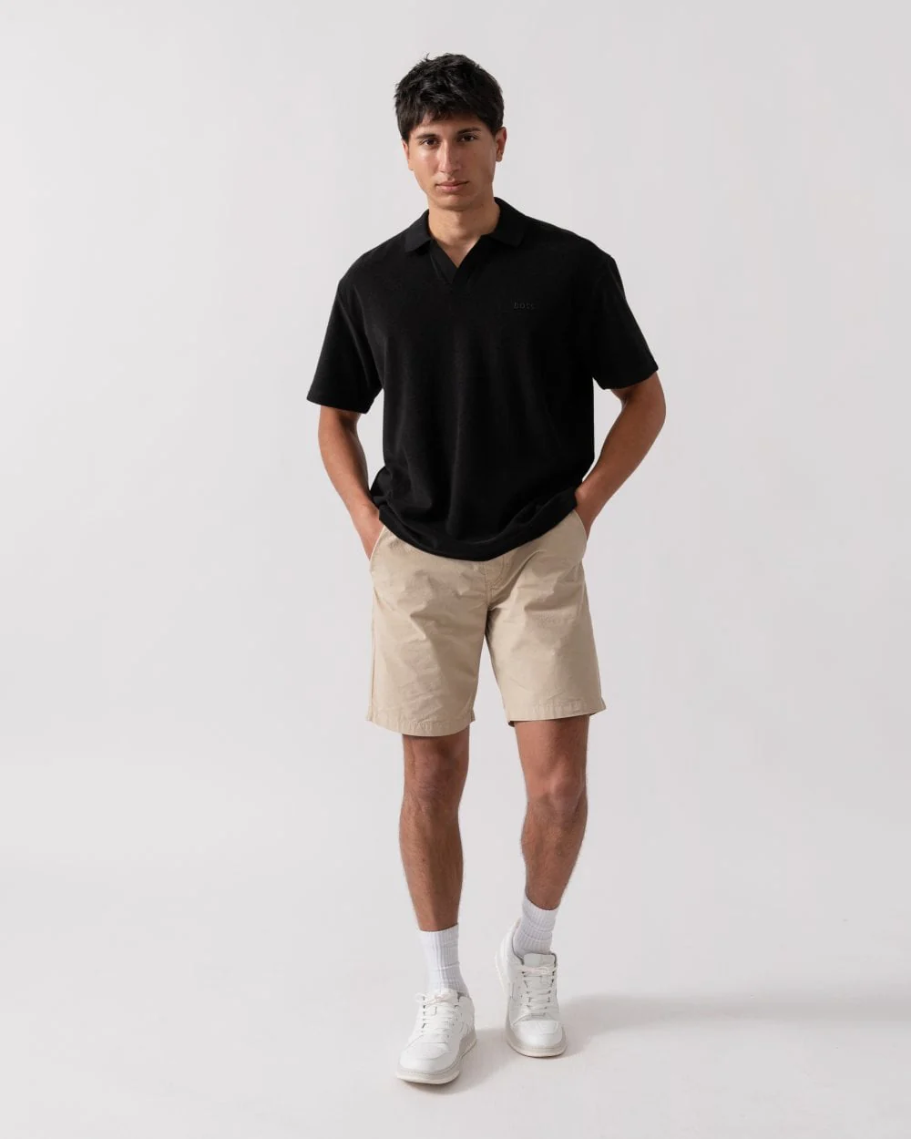 BOSS Orange Doubletowel Mens Polo Shirt - Black 001 - Image 2