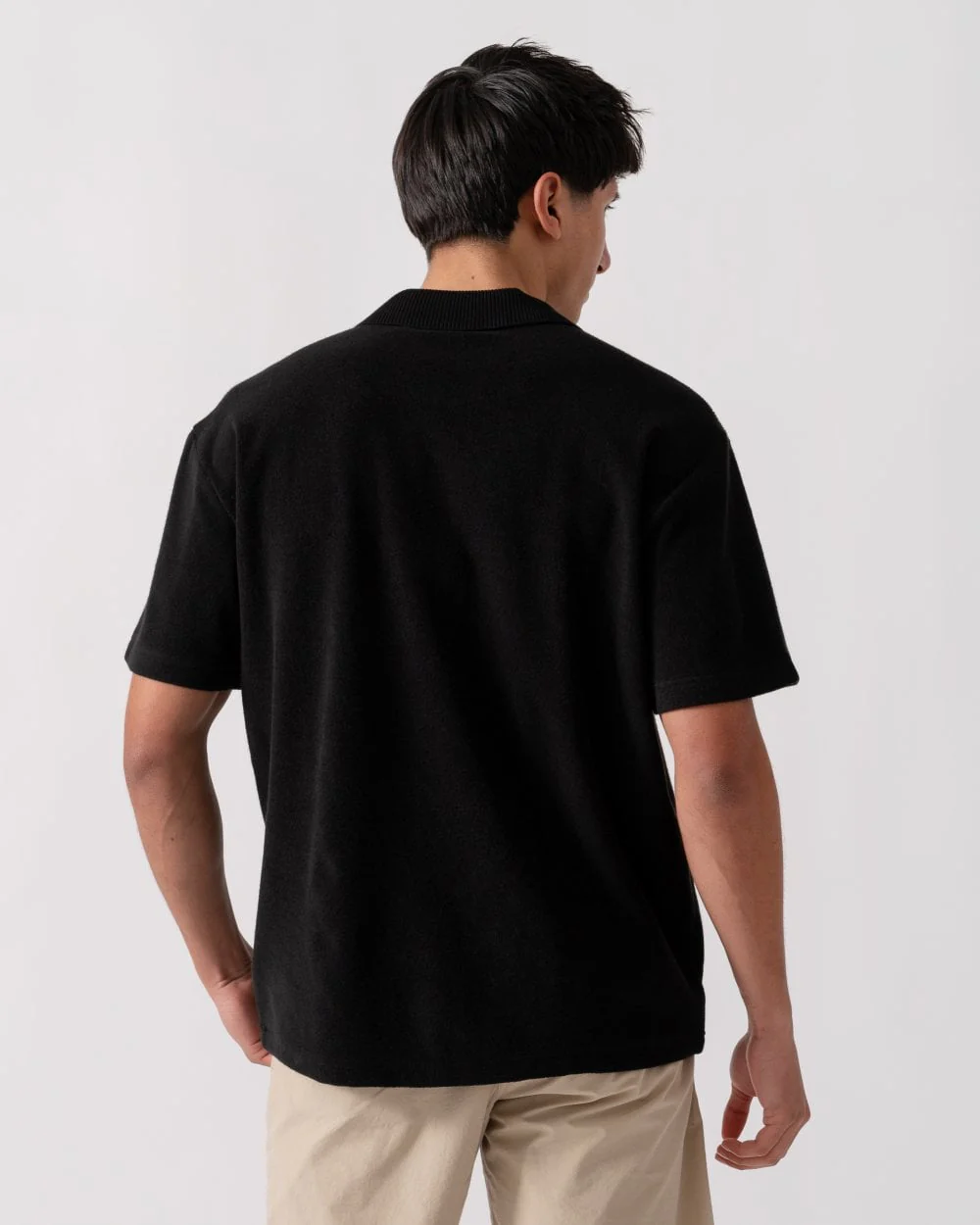 BOSS Orange Doubletowel Mens Polo Shirt - Black 001 - Image 4