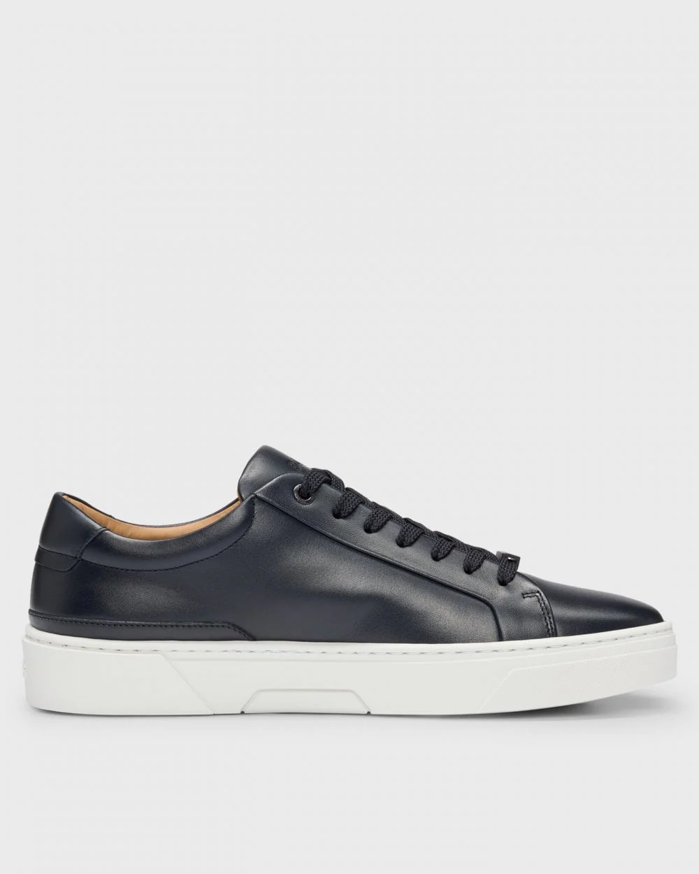 BOSS Orange Gary Tenn Mens Leather Low-Top Trainers with Branded Lace Loop NOS - Dark Blue 401 - Image 3