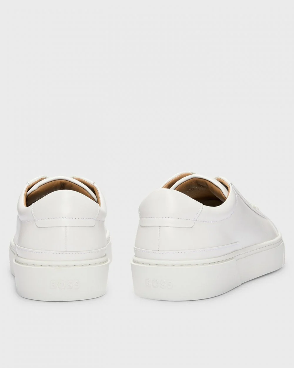 BOSS Orange Gary Tenn Mens Leather Low-Top Trainers with Branded Lace Loop NOS - Open White 112 - Image 4