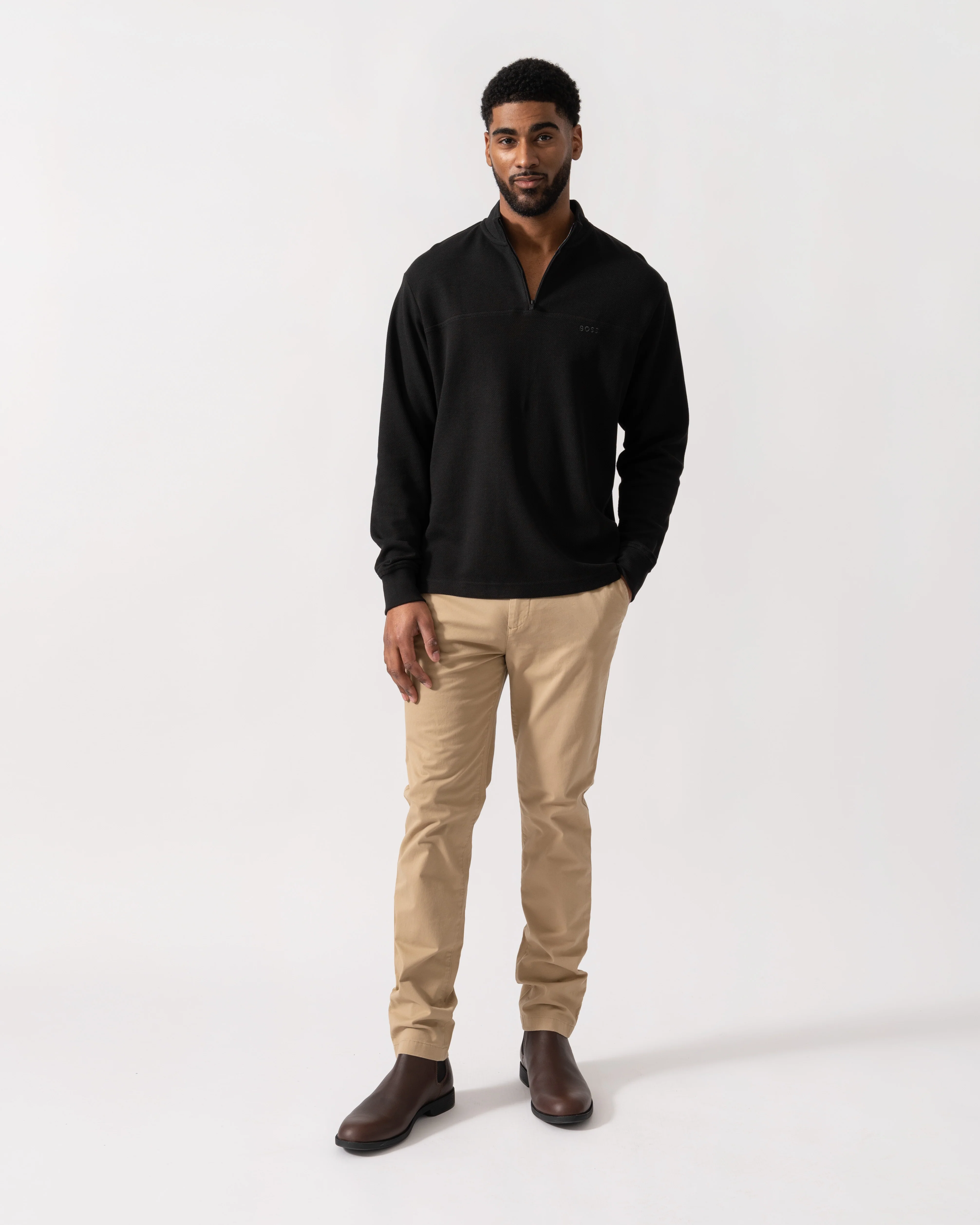 BOSS Orange Hive Mens 1/4 Zip Sweatshirt - Black 001 - Image 3