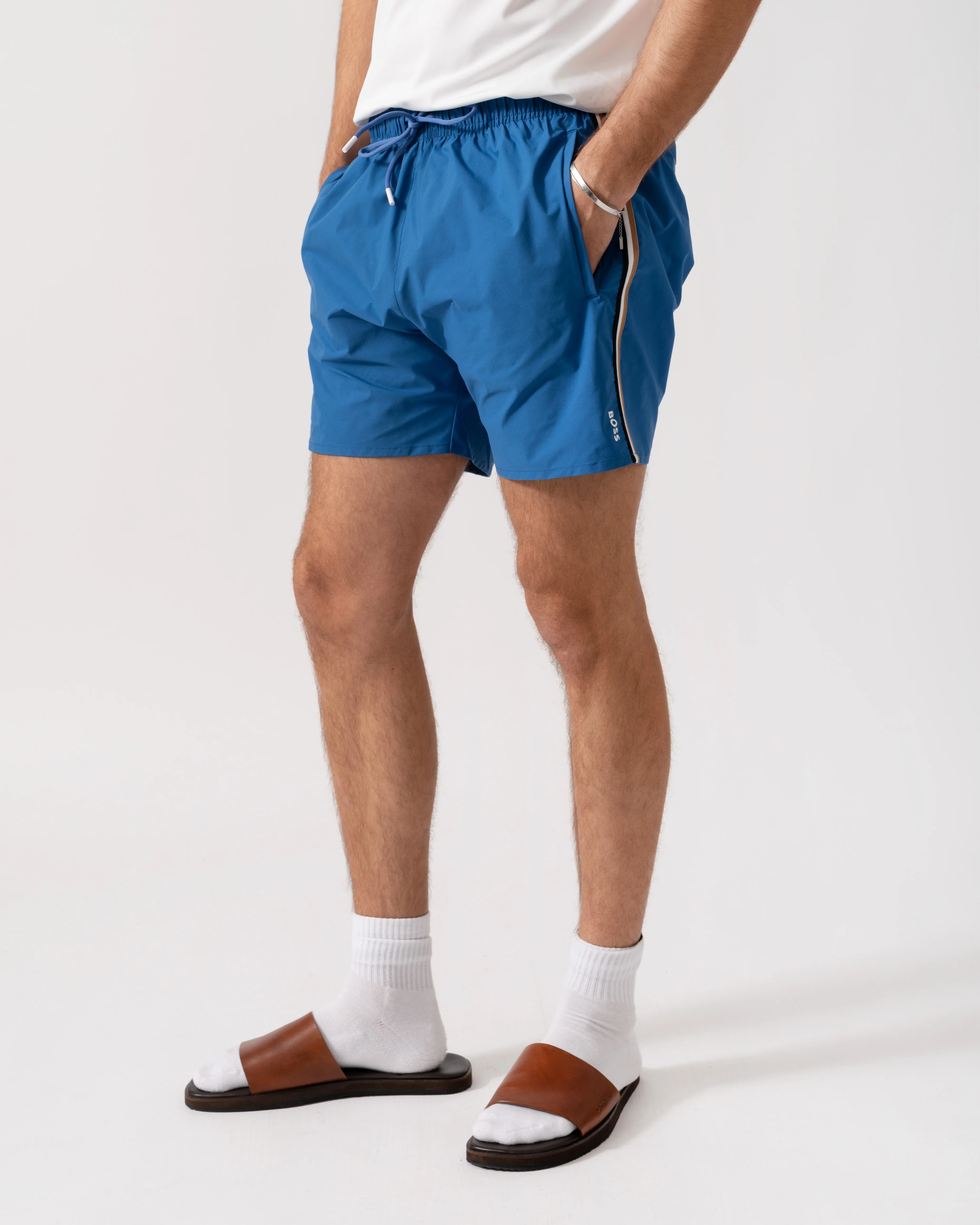 BOSS Orange Iconic Mens Swim Shorts - Bright Blue 436 - Image 3
