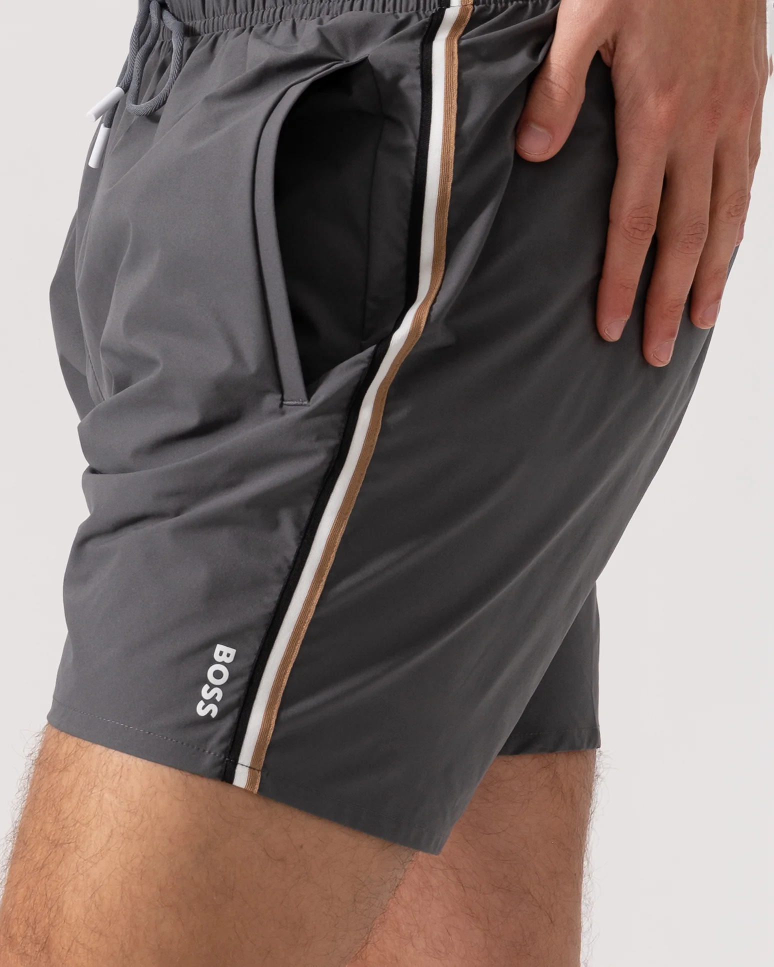 BOSS Orange Iconic Mens Swim Shorts - Dark Grey 025 - Image 3