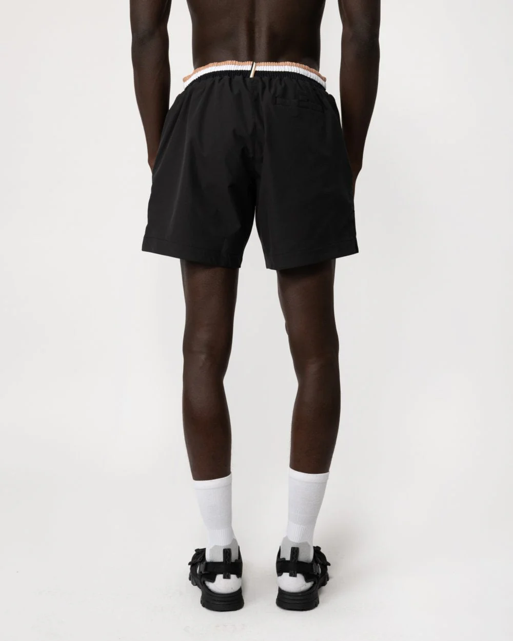 BOSS Orange Isle Mens Ripstop-Fabric Swim Shorts with Contrast Logo - Black 001 - Image 2